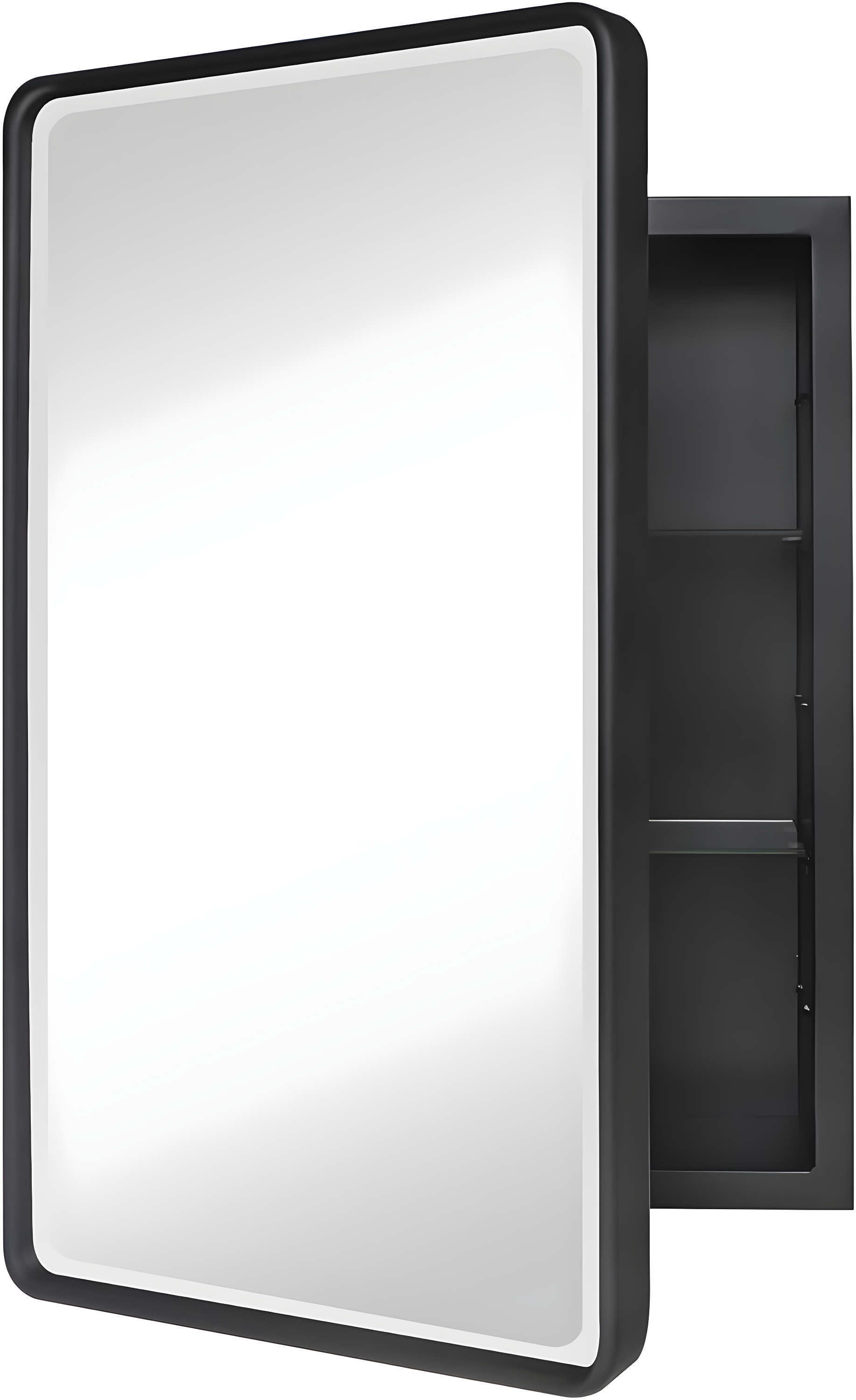 TEHOME Farmhouse 16 in. W x 24 in. H Small Recessed Metal Rectangular Bathroom Medicine Cabinets with Mirror in Matt Black