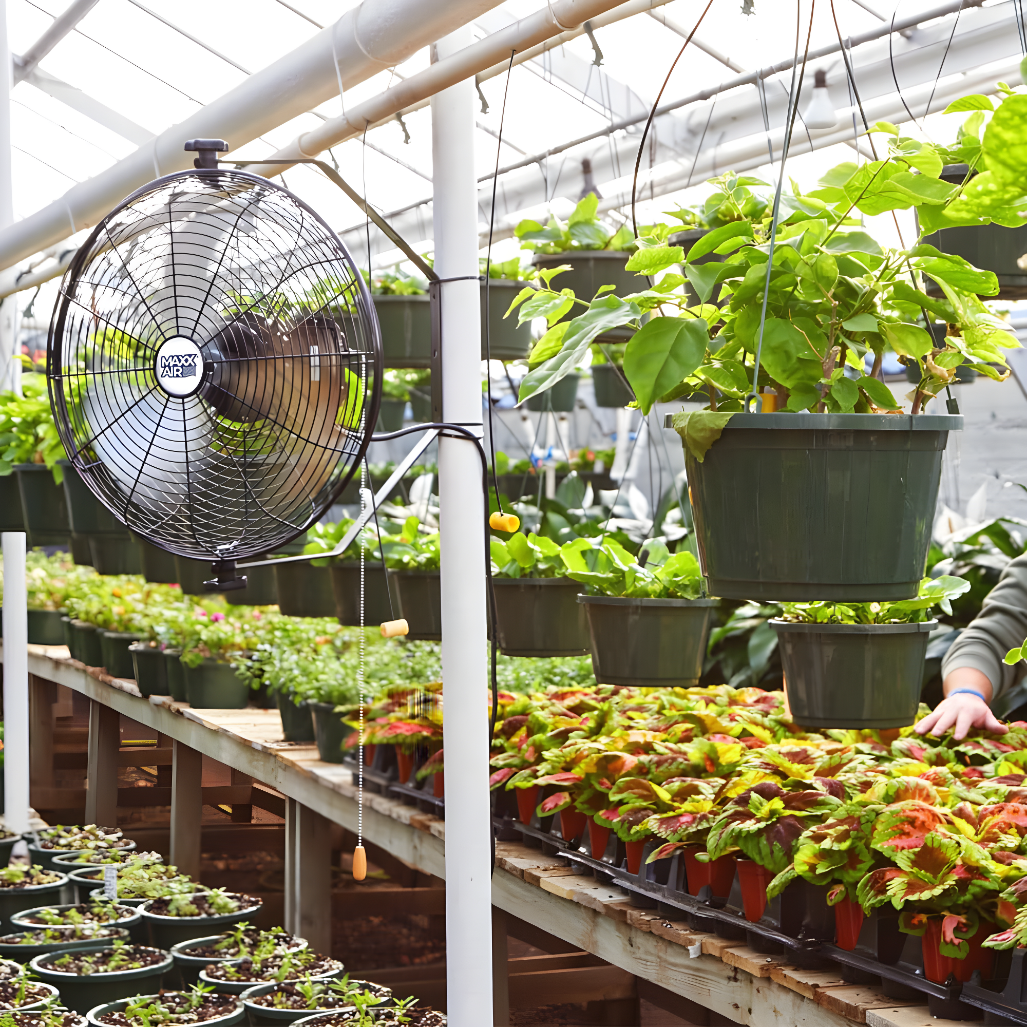 MaxxAir 18 in. 3-Speed Tilting Wall Mount Fan with Hanging Bar