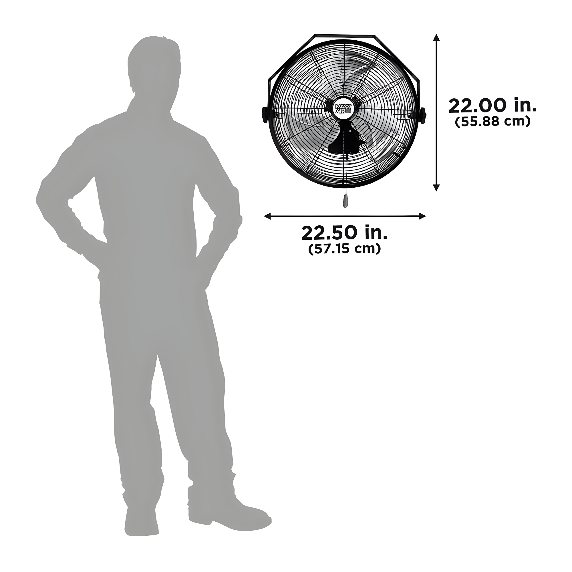 MaxxAir 18 in. 3-Speed Tilting Wall Mount Fan with Hanging Bar