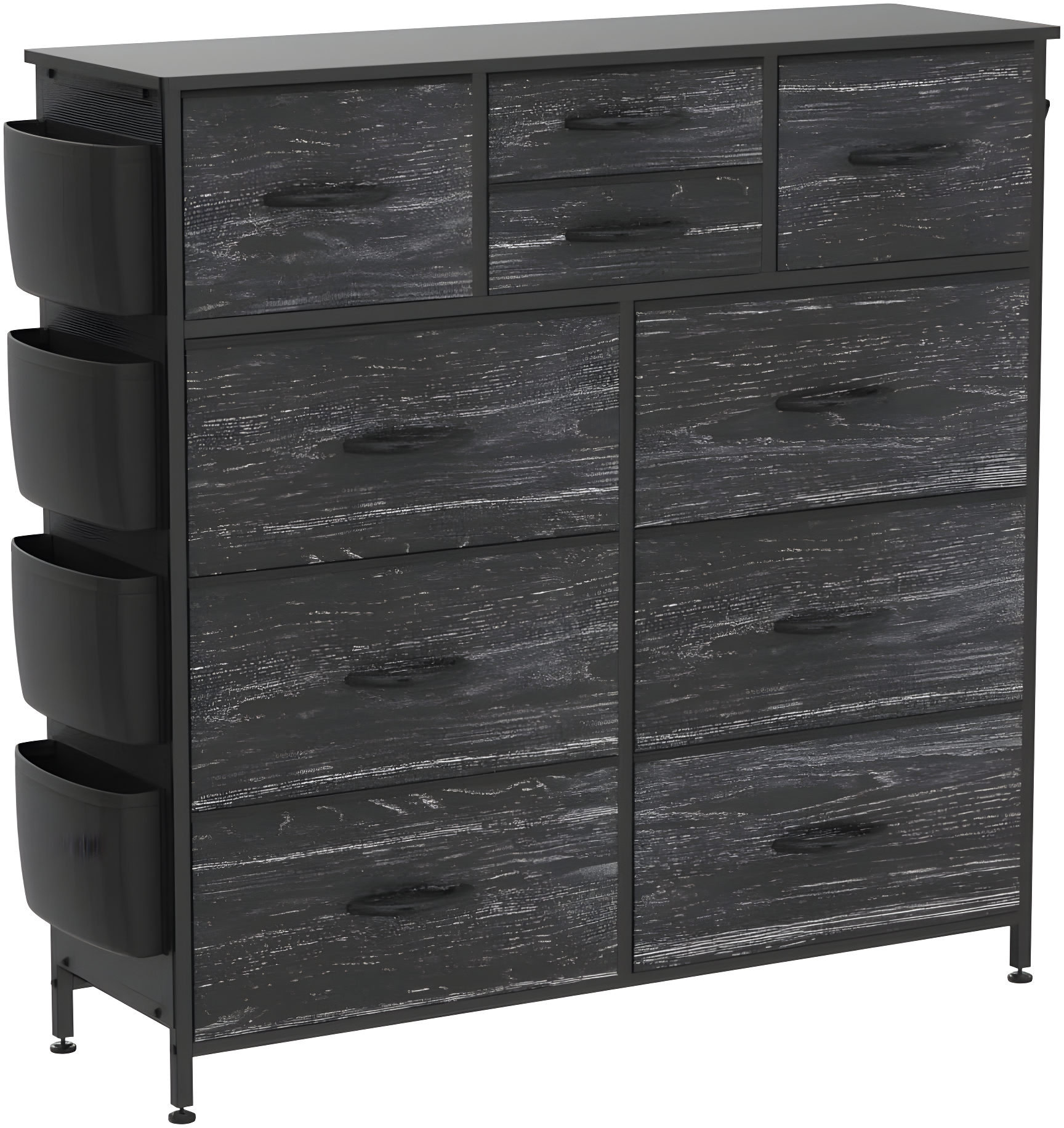 Sienna-Marie 10 - Drawer Dresser, Chest of Drawers for Bedroom with 4 Side Pockets and 2 Hooks