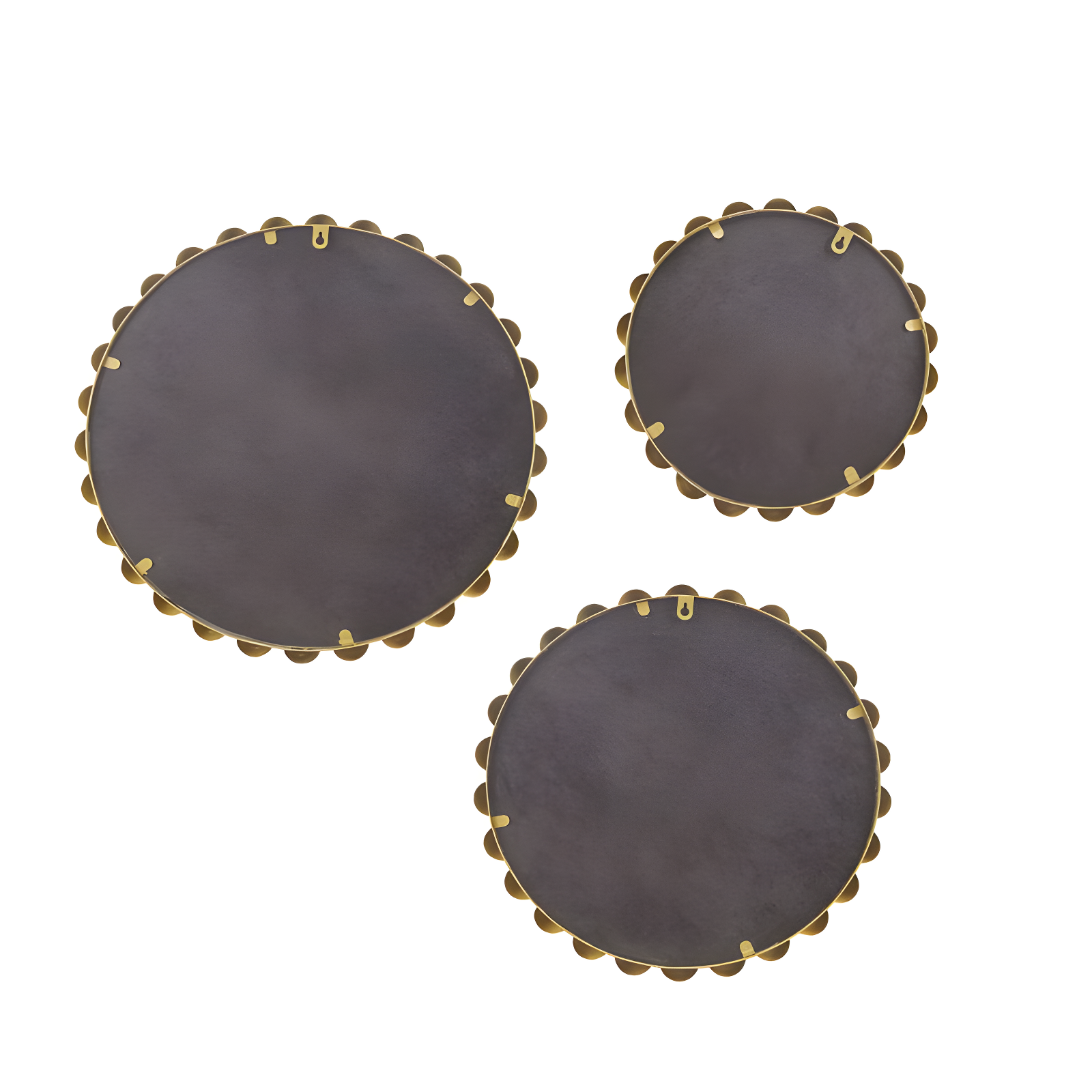 Marlowe 3-Piece Gold Beaded Round Wall Mirror Set