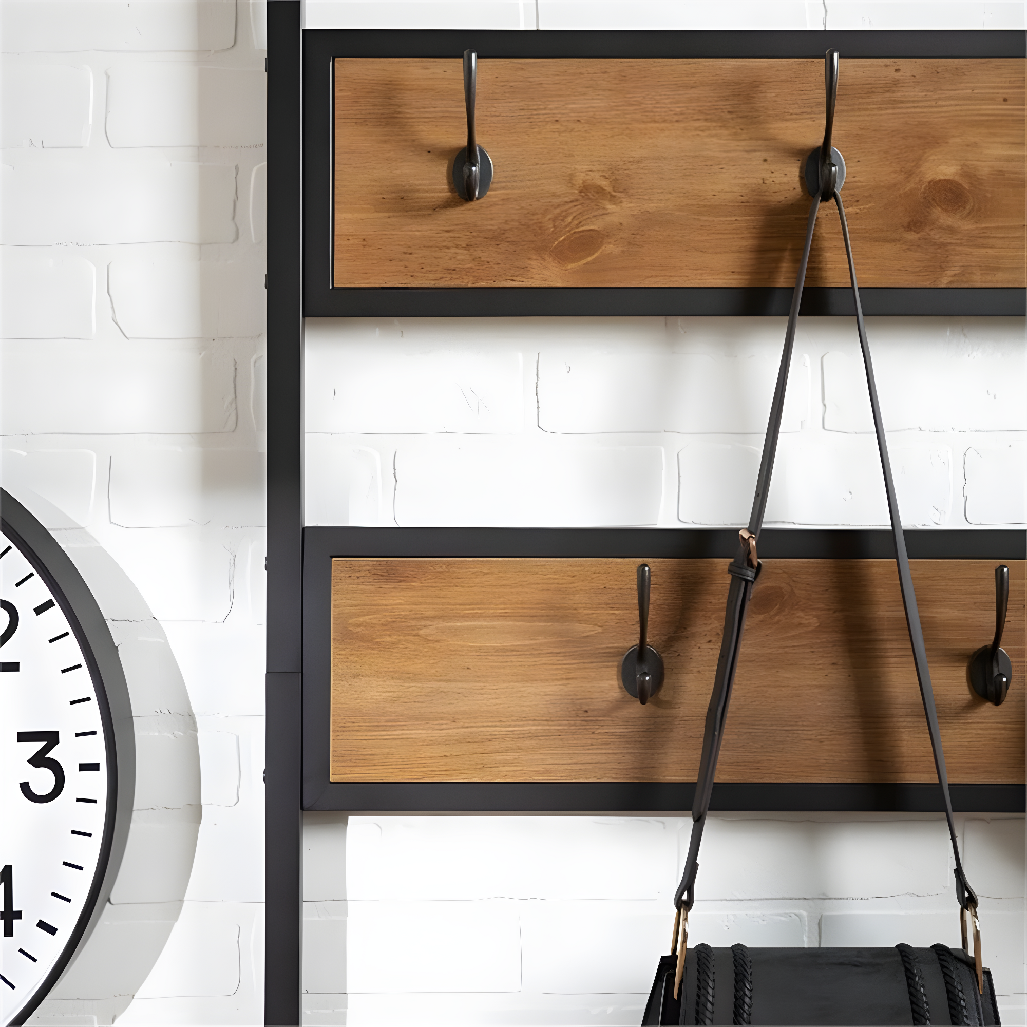 Walker Edison Industrial Hall Tree with Bench and Coat Hooks, Barnwood
