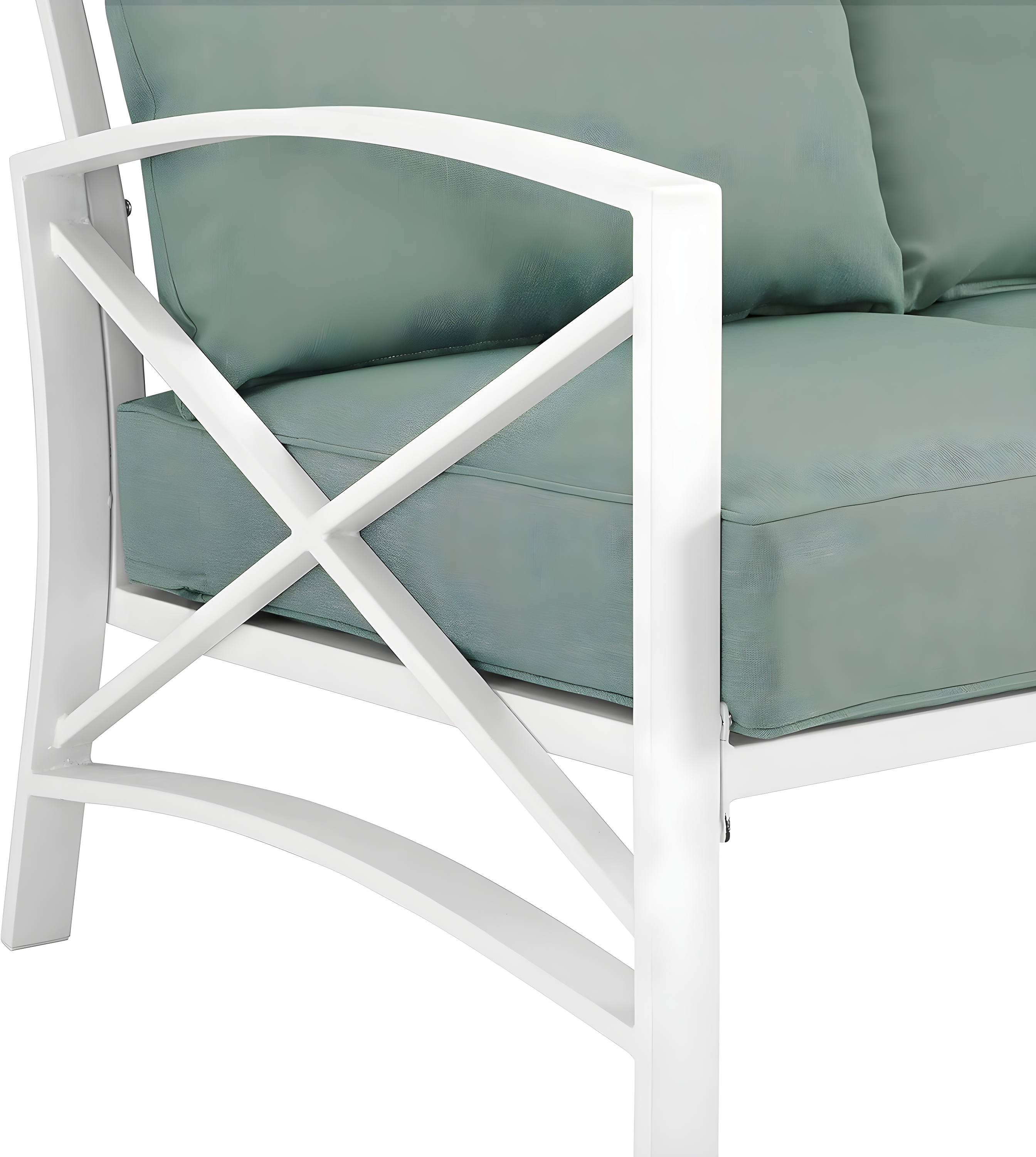 Kaplan Loveseat White/Teal - Crosley: UV-Resistant, Padded Outdoor Sofa with Steel Frame, Seats 2