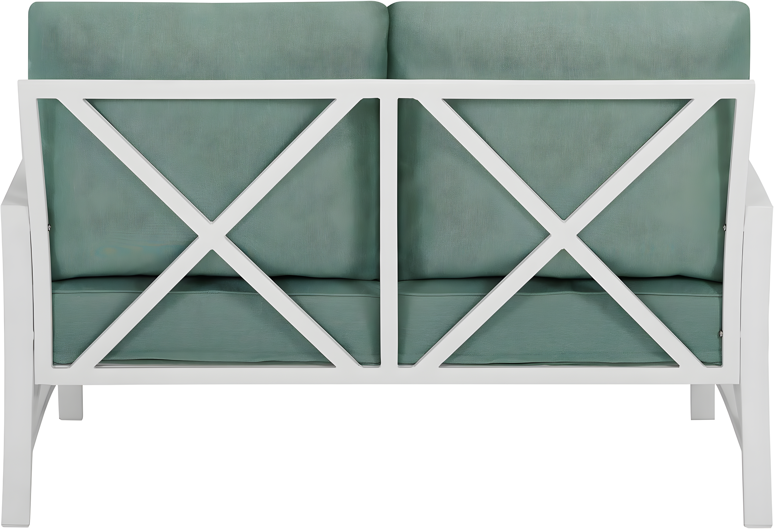 Kaplan Loveseat White/Teal - Crosley: UV-Resistant, Padded Outdoor Sofa with Steel Frame, Seats 2