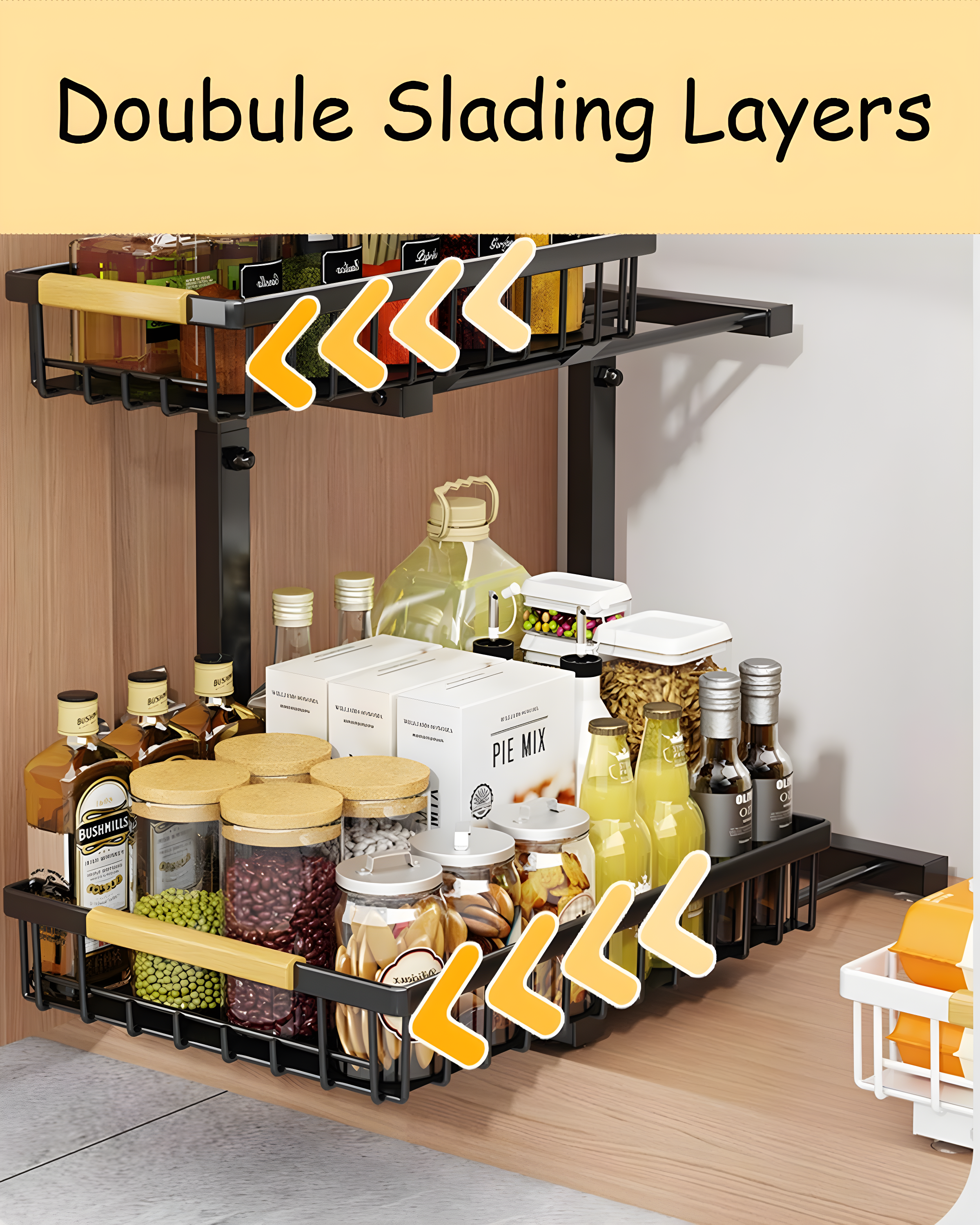 Rebrilliant Under Sink Organizer, 2 Tier Under Sink Organizers And Storage, Metal Slide Out Pull Out Cabinet Organizer ,2 Pack Sliding Drawer Organizer For Kitchen Bathroom Pantry