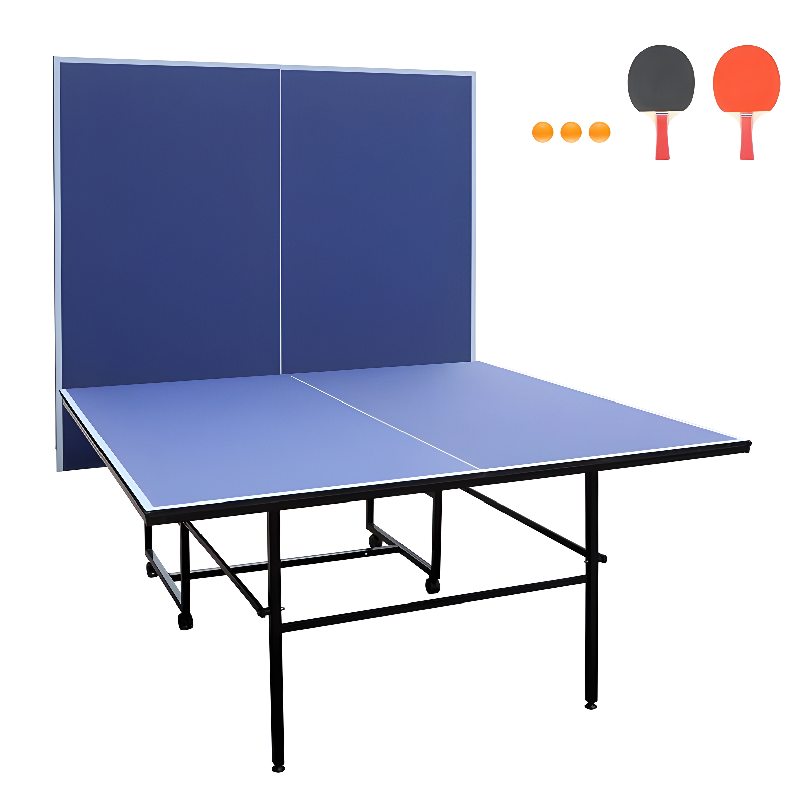 ALPHANEO 9Ft Mid-Size Table Tennis Table Foldable  And  Portable Ping Pong Table Set For Indoor  And  Outdoor Games With Net, 2 Table Tennis Paddles And 3 Balls