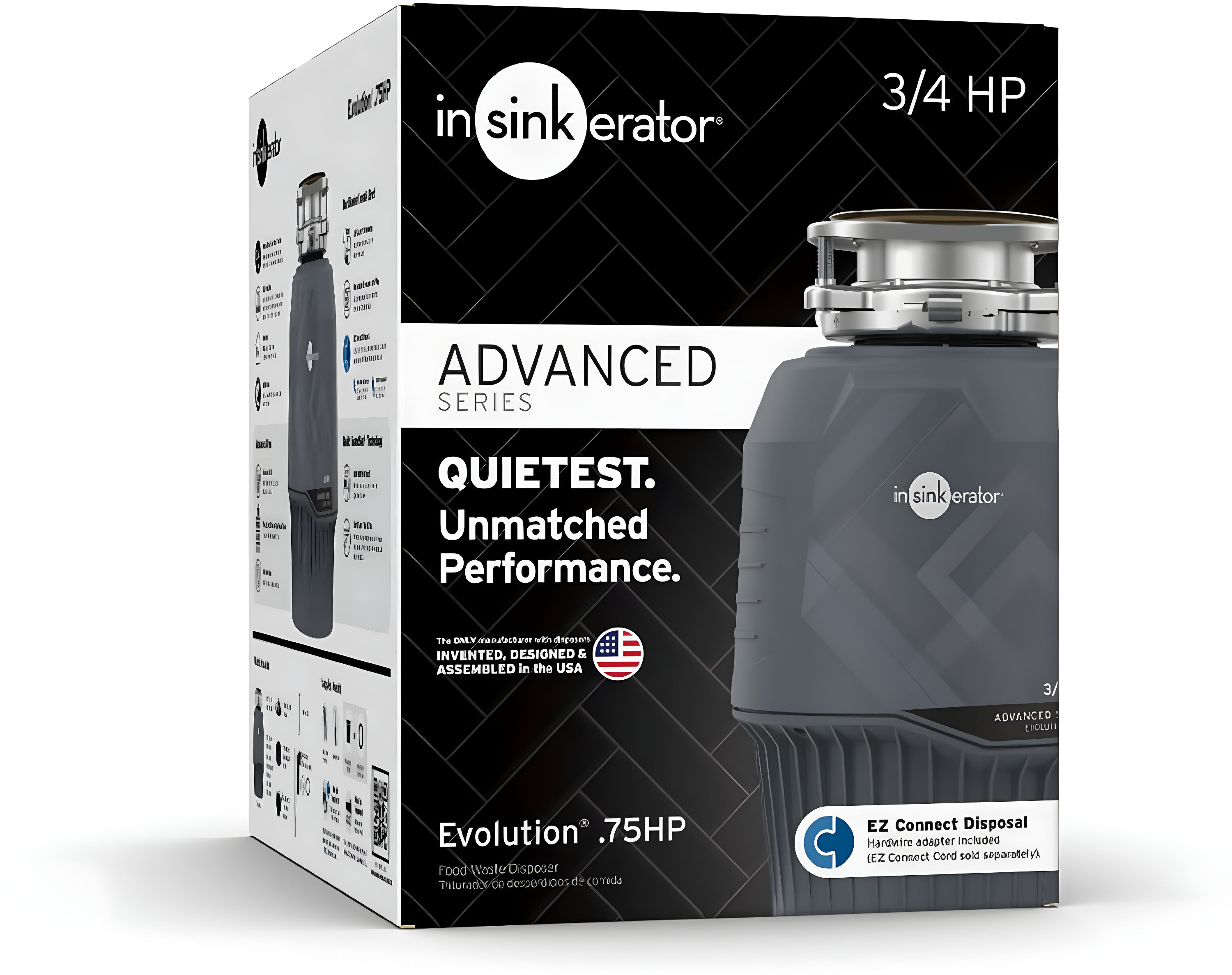 Evolution 0.75HP, 3/4 HP Garbage Disposal, Advanced Series Continuous Feed Food Waste Disposer
