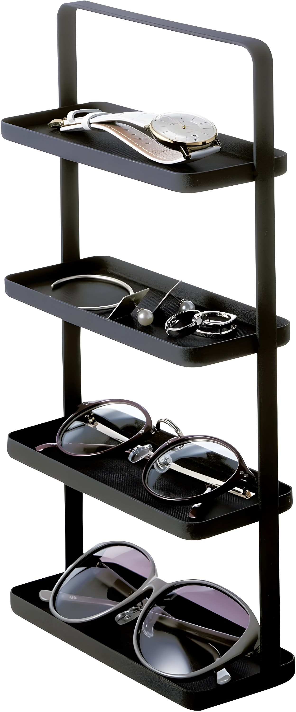 Tower Yamazaki Home 4-Tier Accessory Tray, Jewelry Holder & Storage Organizer, Steel, Handle