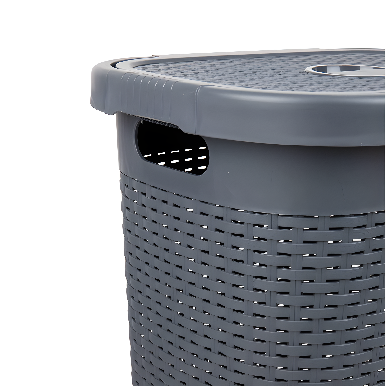 Mind Reader Mind Reader 50L Slim Laundry Hamper, Clothes Basket, Lid, Wicker Design, Plastic