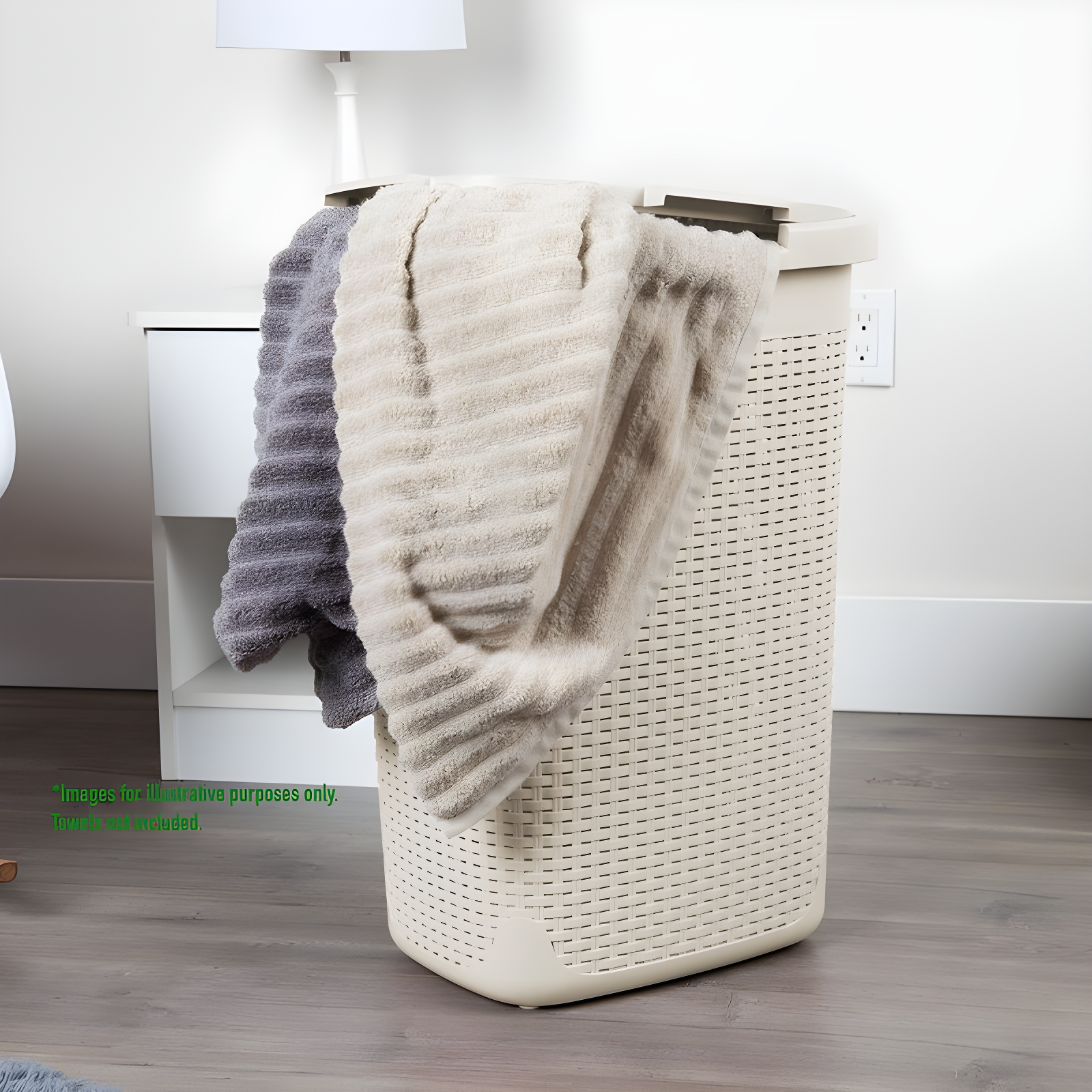 Mind Reader Mind Reader 50L Slim Laundry Hamper, Clothes Basket, Lid, Wicker Design, Plastic