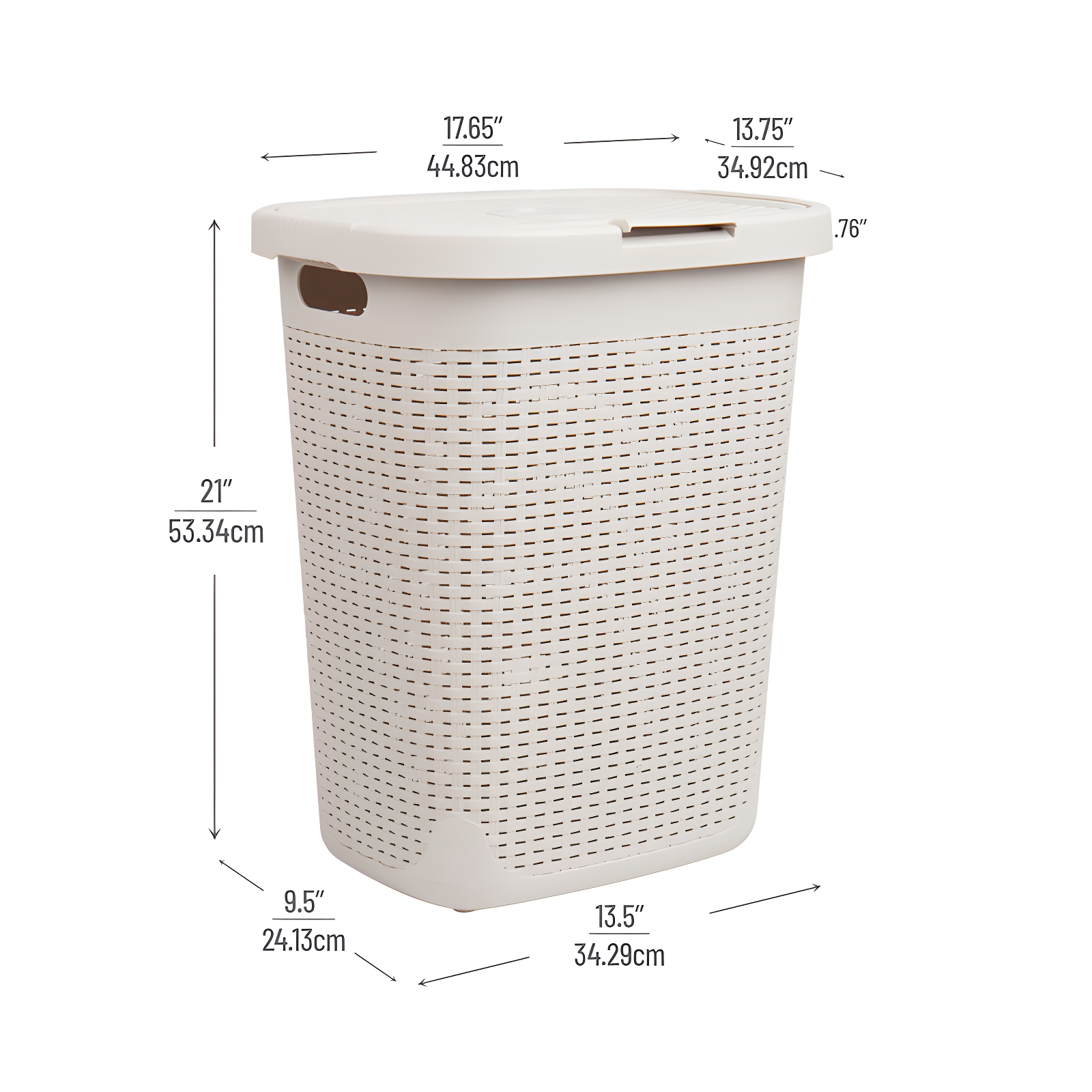 Mind Reader Mind Reader 50L Slim Laundry Hamper, Clothes Basket, Lid, Wicker Design, Plastic
