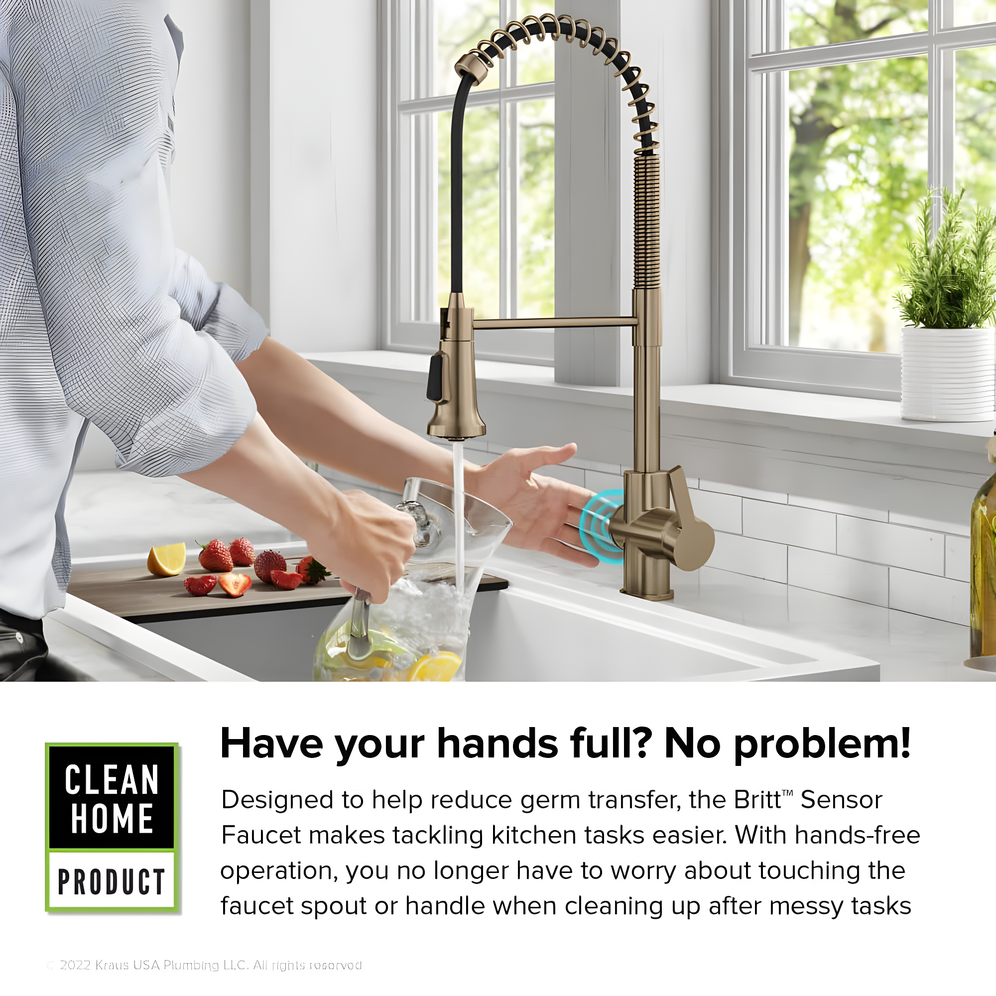 KRAUS Britt Touchless Sensor Commercial Single Handle Pull Down Kitchen Faucet