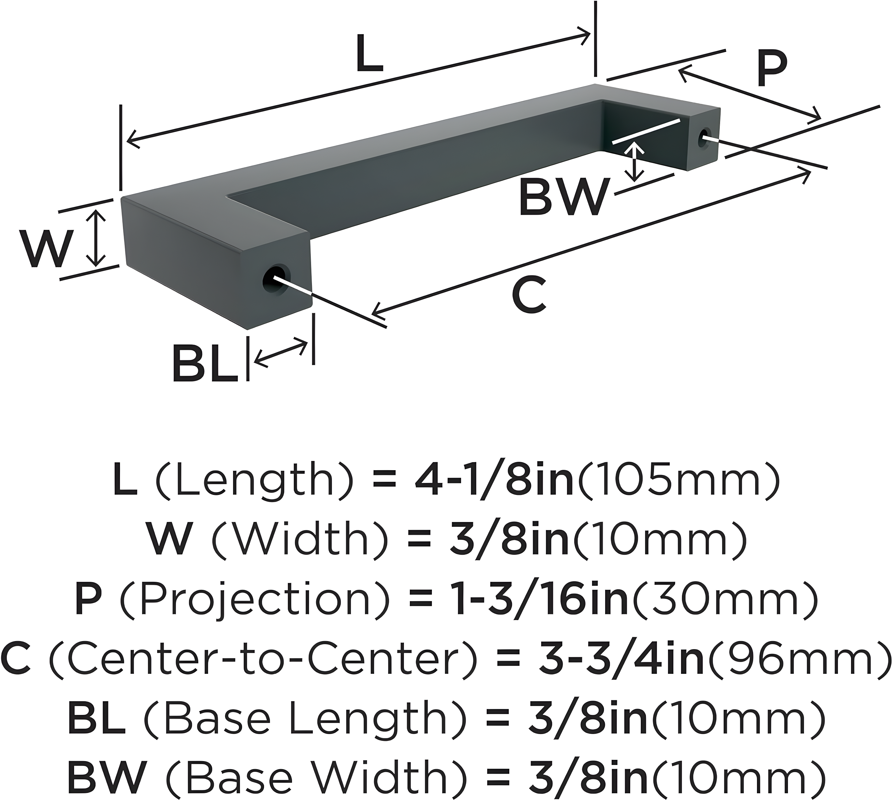 Brummitt 3 3/4" Center to Center Bar Pull