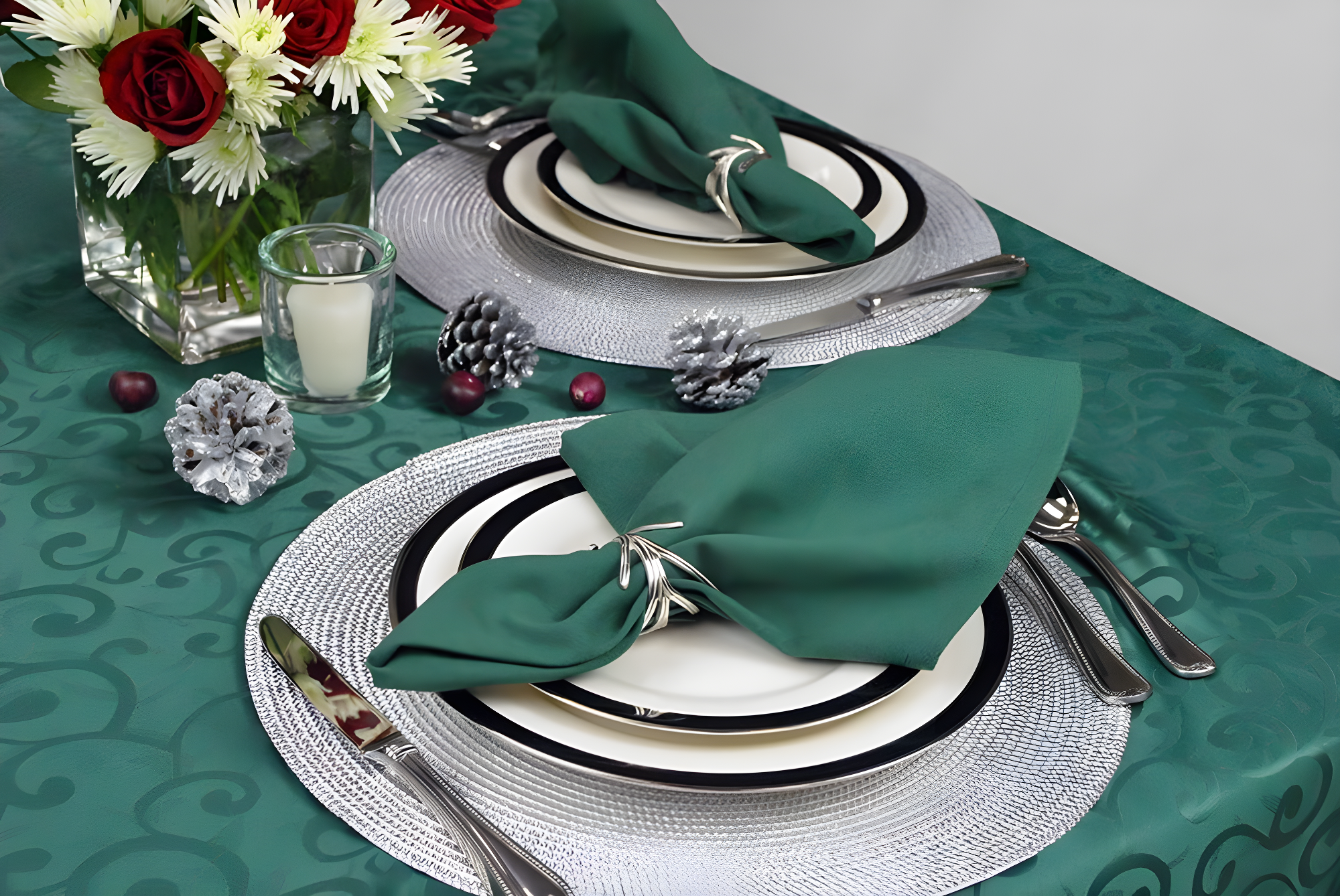 Design Imports  Solid Cotton Napkin Set 6 Piece, Dark Green, 20X20"