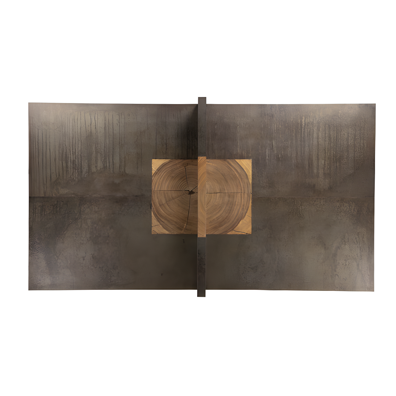 Natural Brown Guanacaste Wood and Iron Ping Pong Table with Net