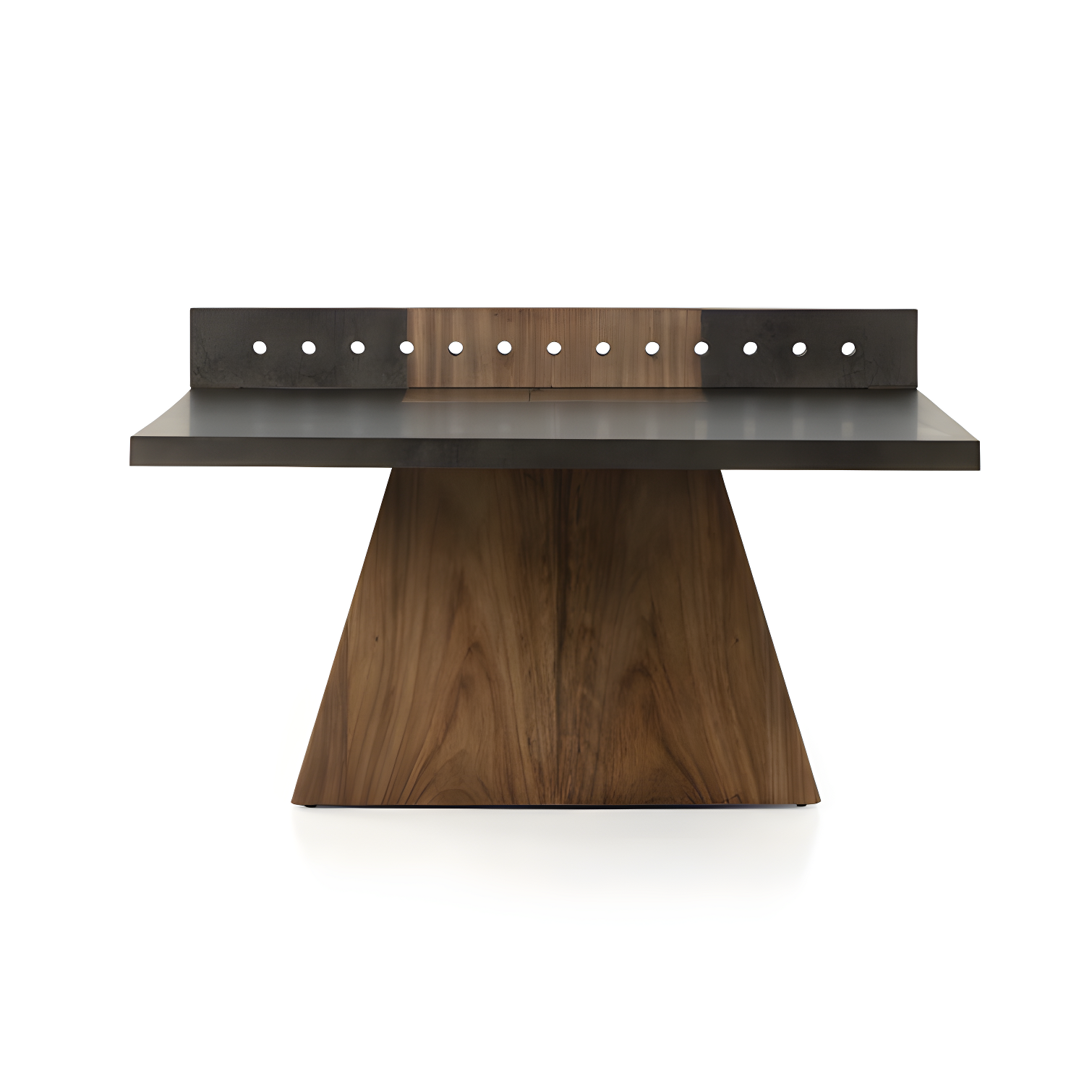 Natural Brown Guanacaste Wood and Iron Ping Pong Table with Net