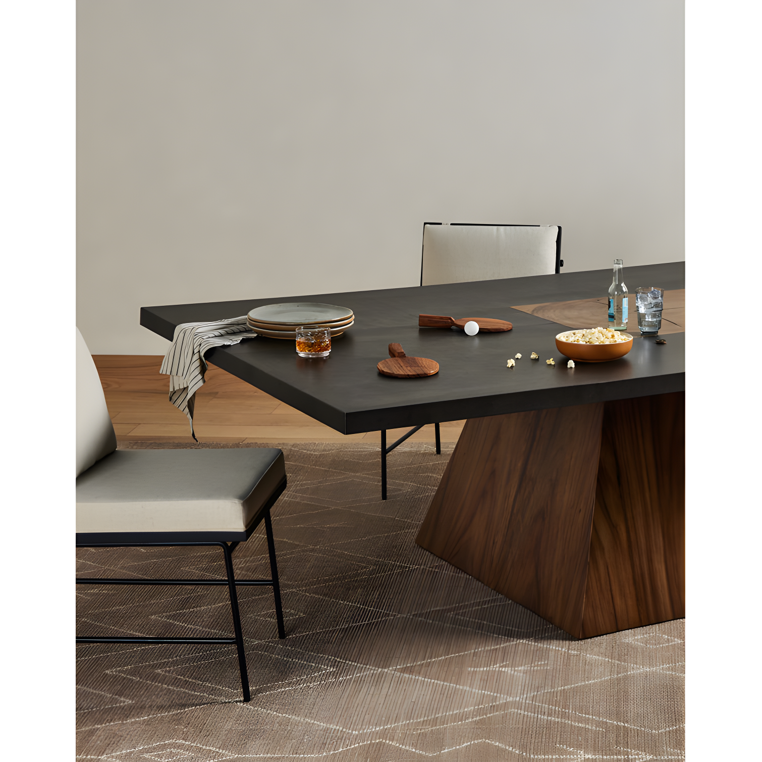 Natural Brown Guanacaste Wood and Iron Ping Pong Table with Net