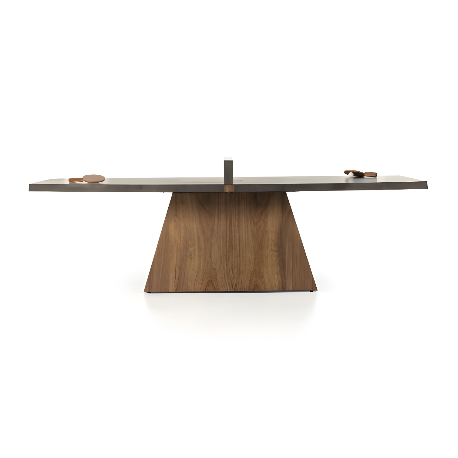 Natural Brown Guanacaste Wood and Iron Ping Pong Table with Net