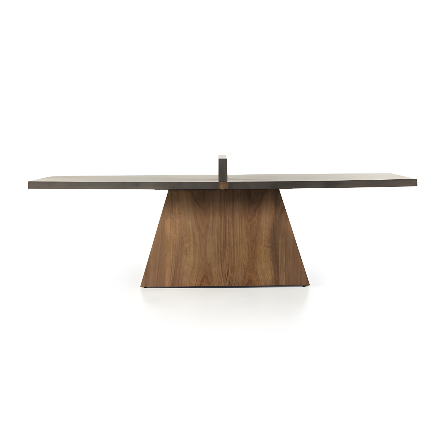 Natural Brown Guanacaste Wood and Iron Ping Pong Table with Net