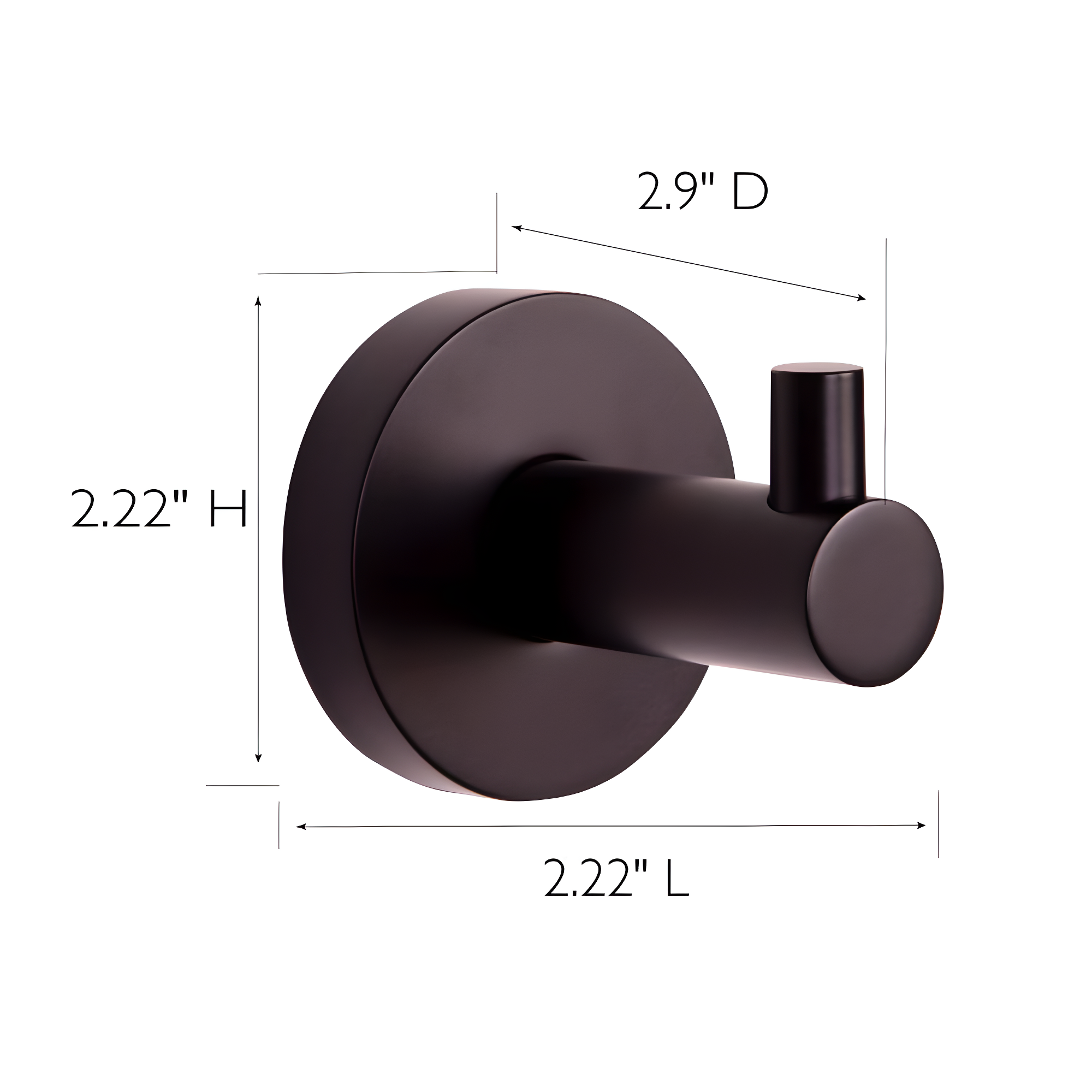 Kelton & Robe Hook for Bathroom, Matte Black