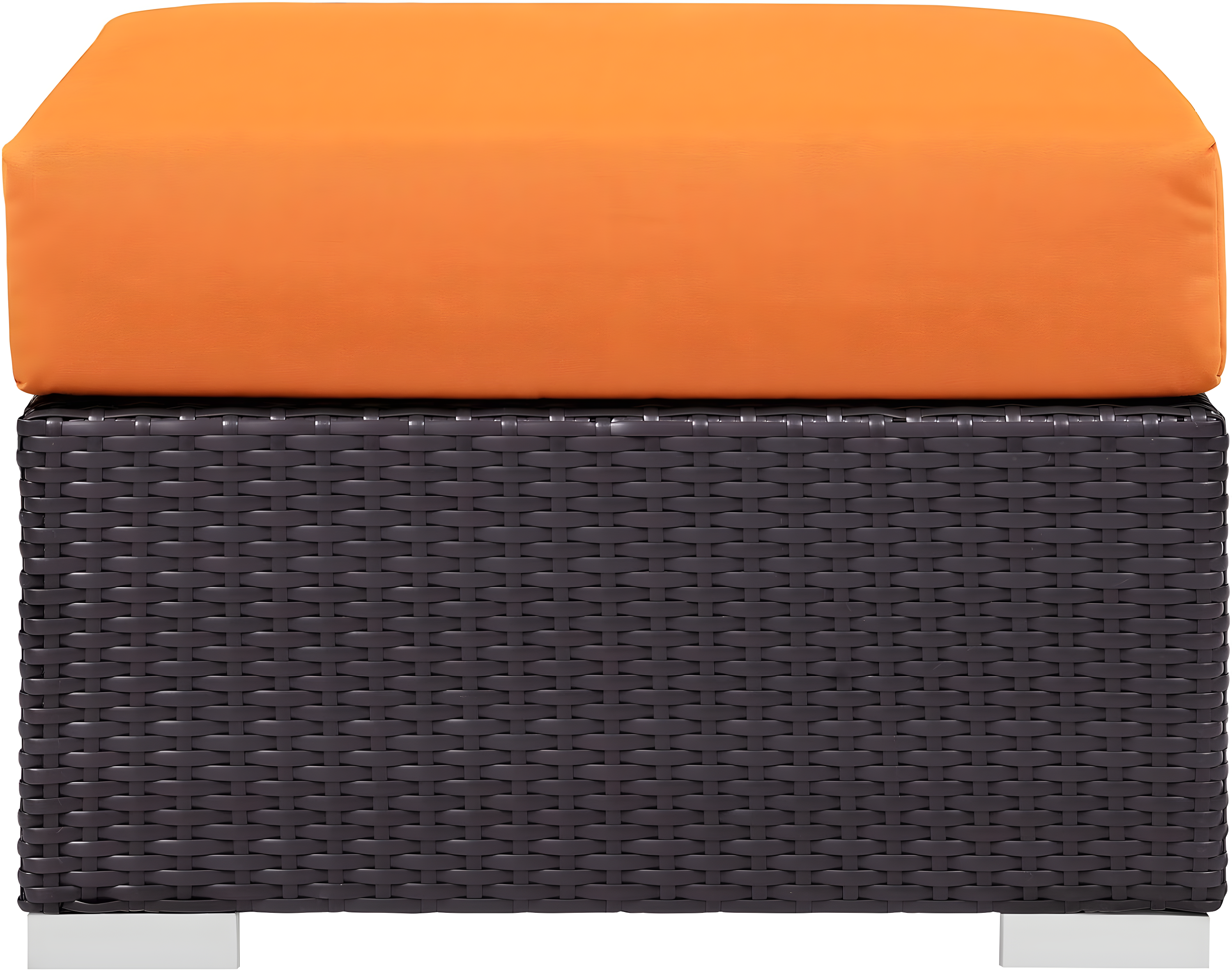 Modway Convene Outdoor Patio Fabric Square Ottoman in Espresso Orange