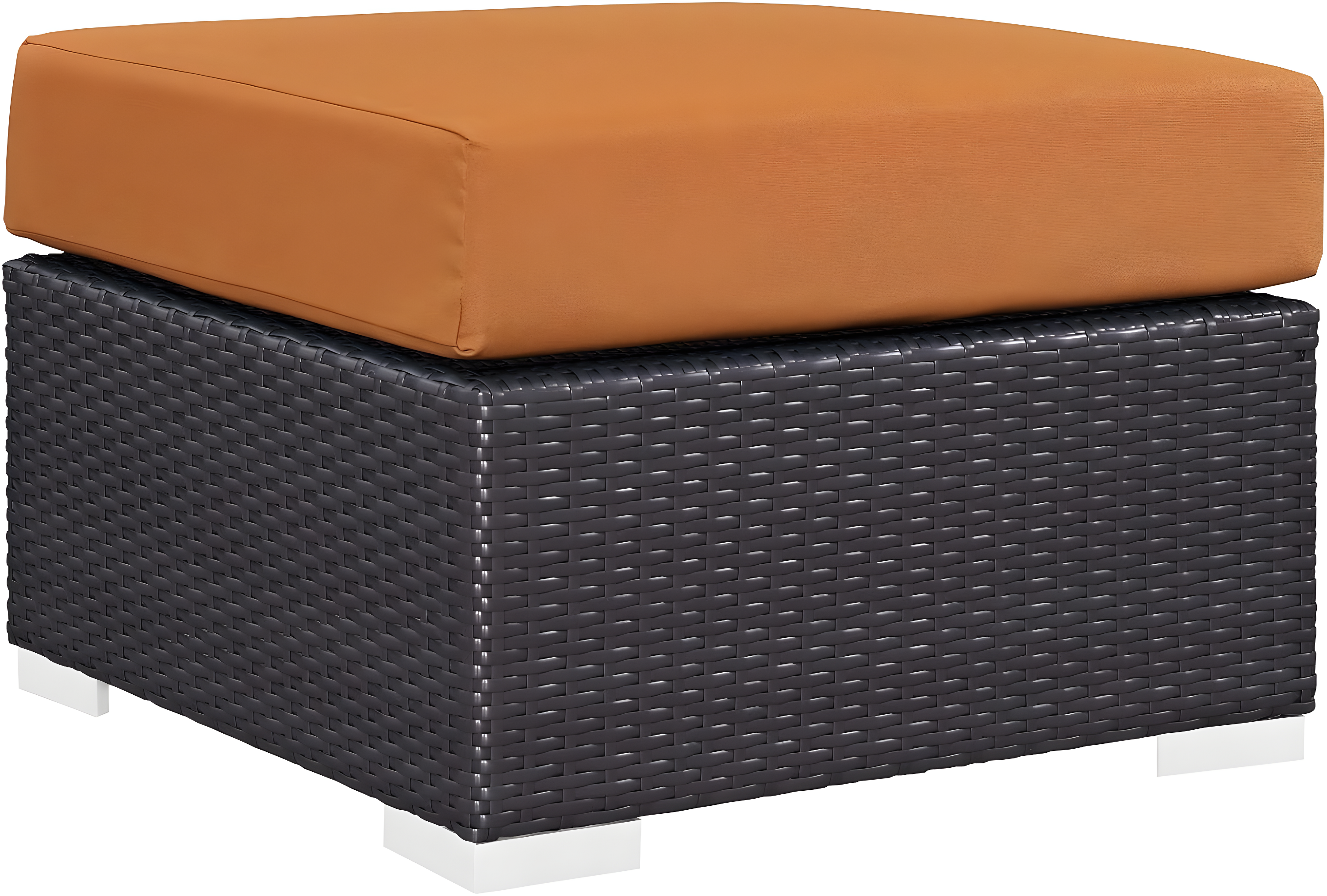 Modway Convene Outdoor Patio Fabric Square Ottoman in Espresso Orange