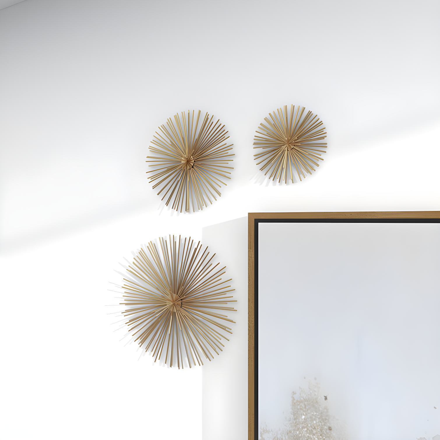 CosmoLiving by Cosmopolitan Gold Metal Starburst 3D Short Spike Home Wall Decor, Set of 3 6", 9", 12"W