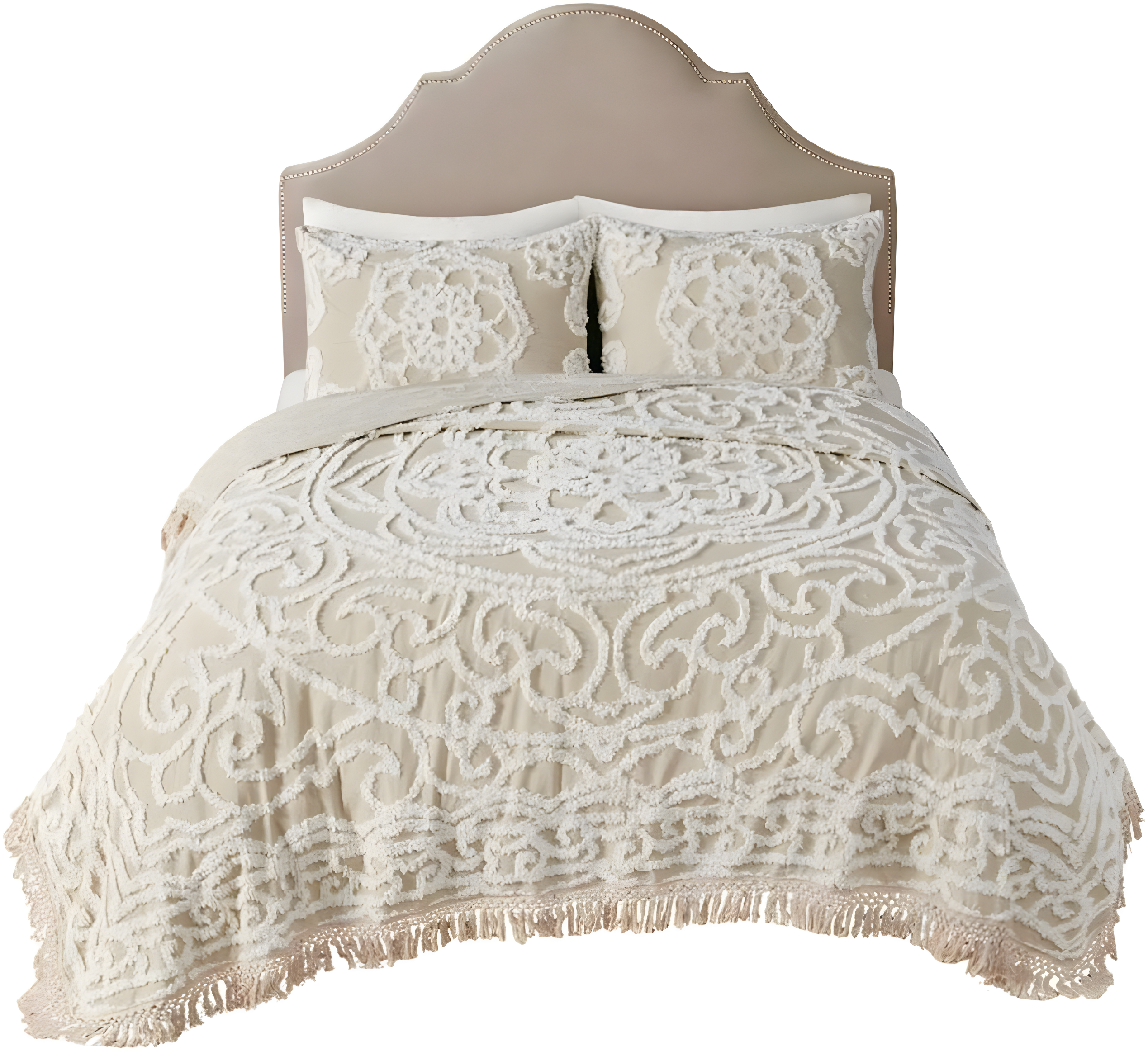 Madison Park Laetitia Tufted Chenille Cotton Medallion Fringe Coverlet Set