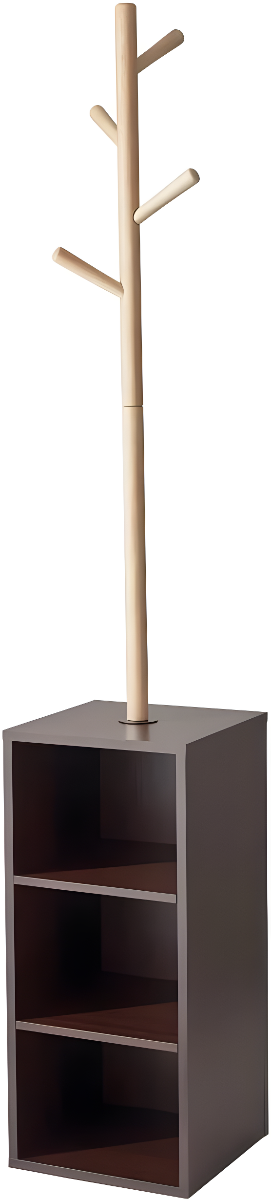 Hutch Storage Coat Rack Walnut - Adesso: Wood Frame, 4 Hooks, Spot Clean, Freestanding Design
