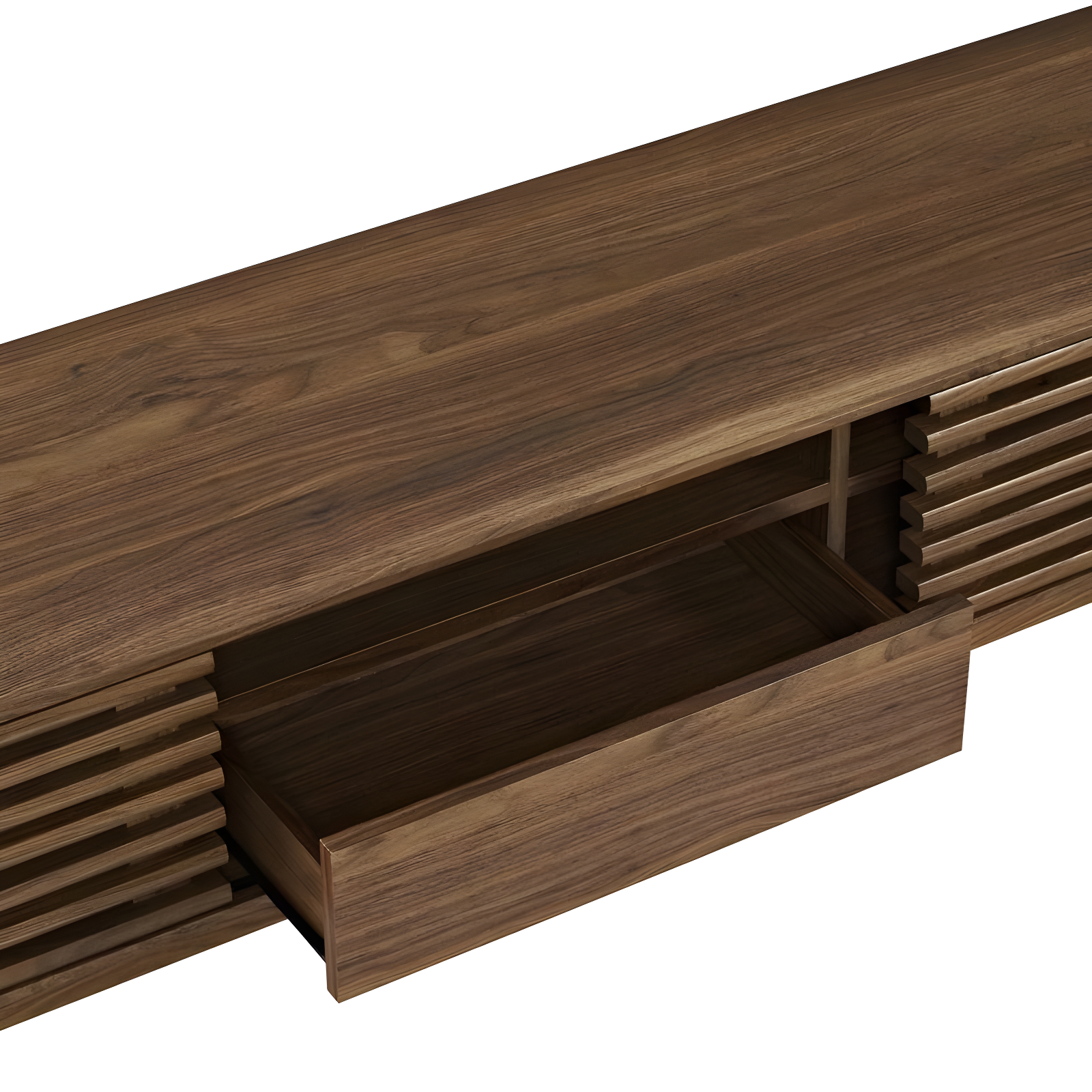 Render TV Stand for TVs up to 59" Walnut - Modway: Mid-Century Media Storage, Sliding Doors