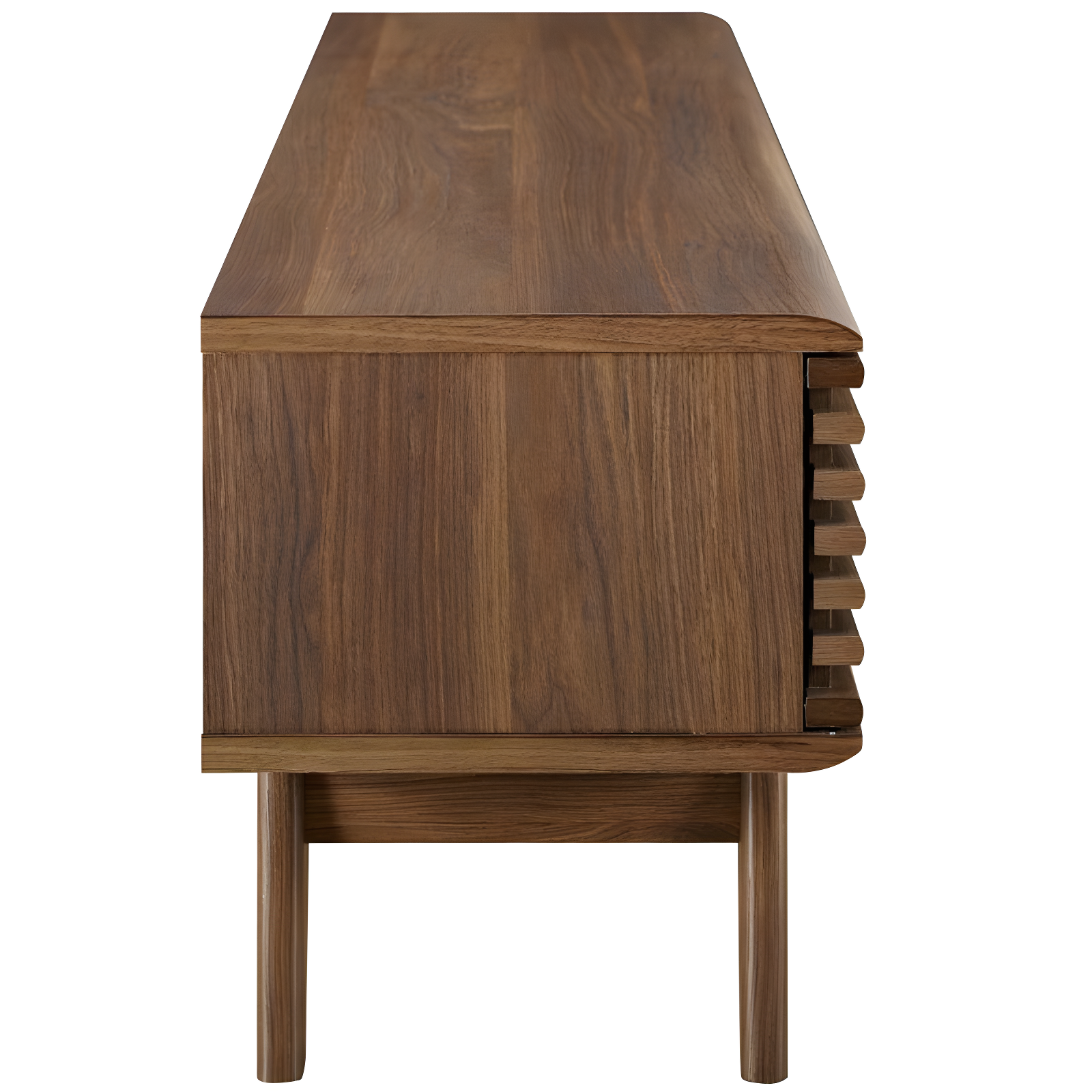 Render TV Stand for TVs up to 59" Walnut - Modway: Mid-Century Media Storage, Sliding Doors