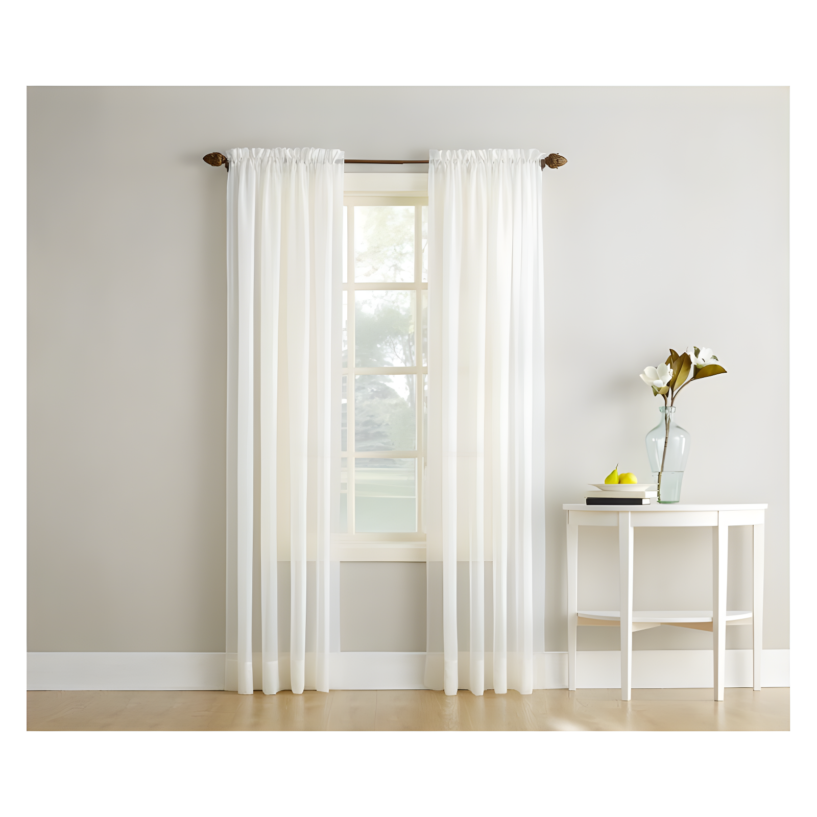 84"x51" Erica Crushed Sheer Voile Rod Pocket Curtain Panel Eggshell - No. 918