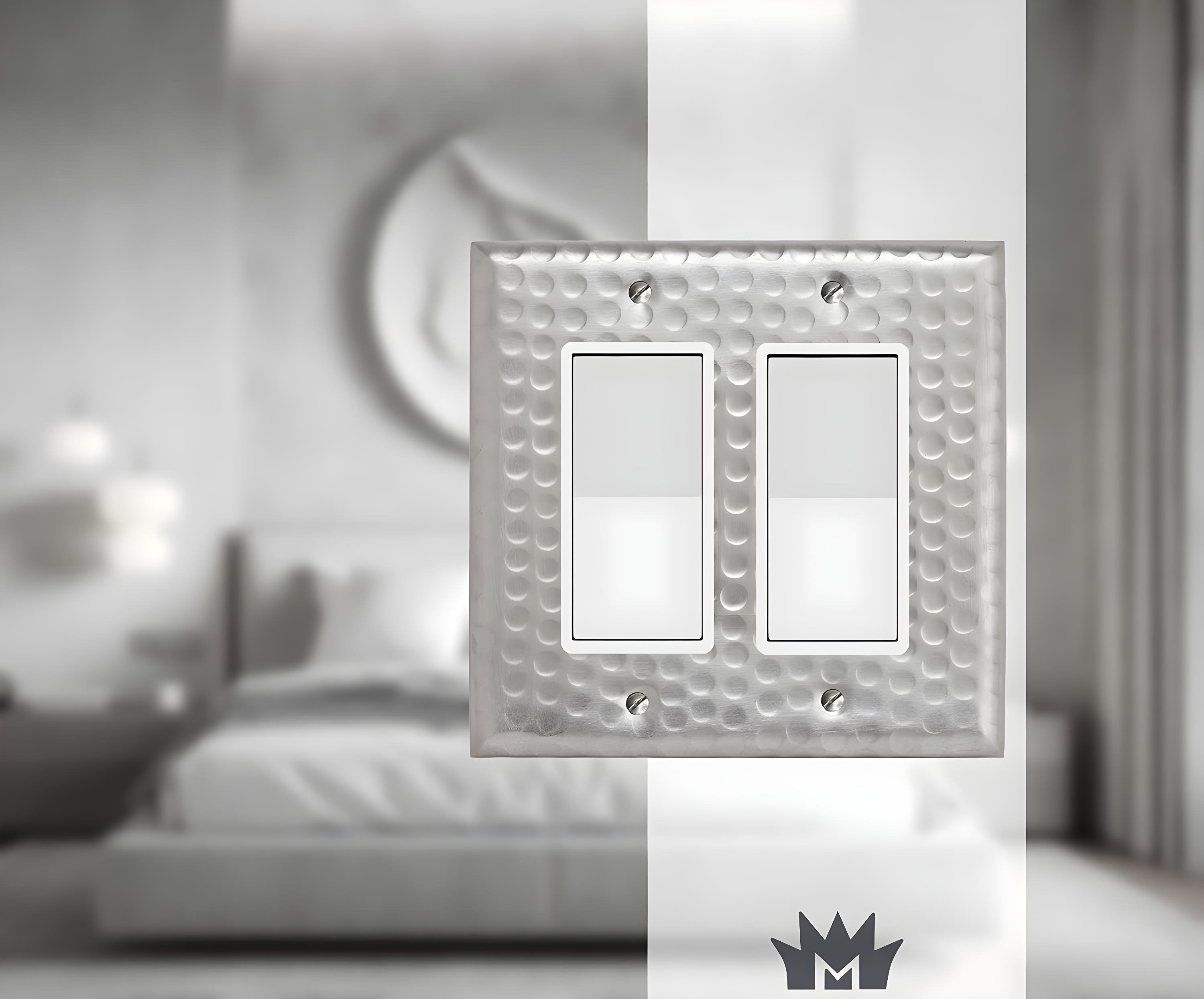 Hand Hammered 2 - Gang Rocker Standard Wall Plate