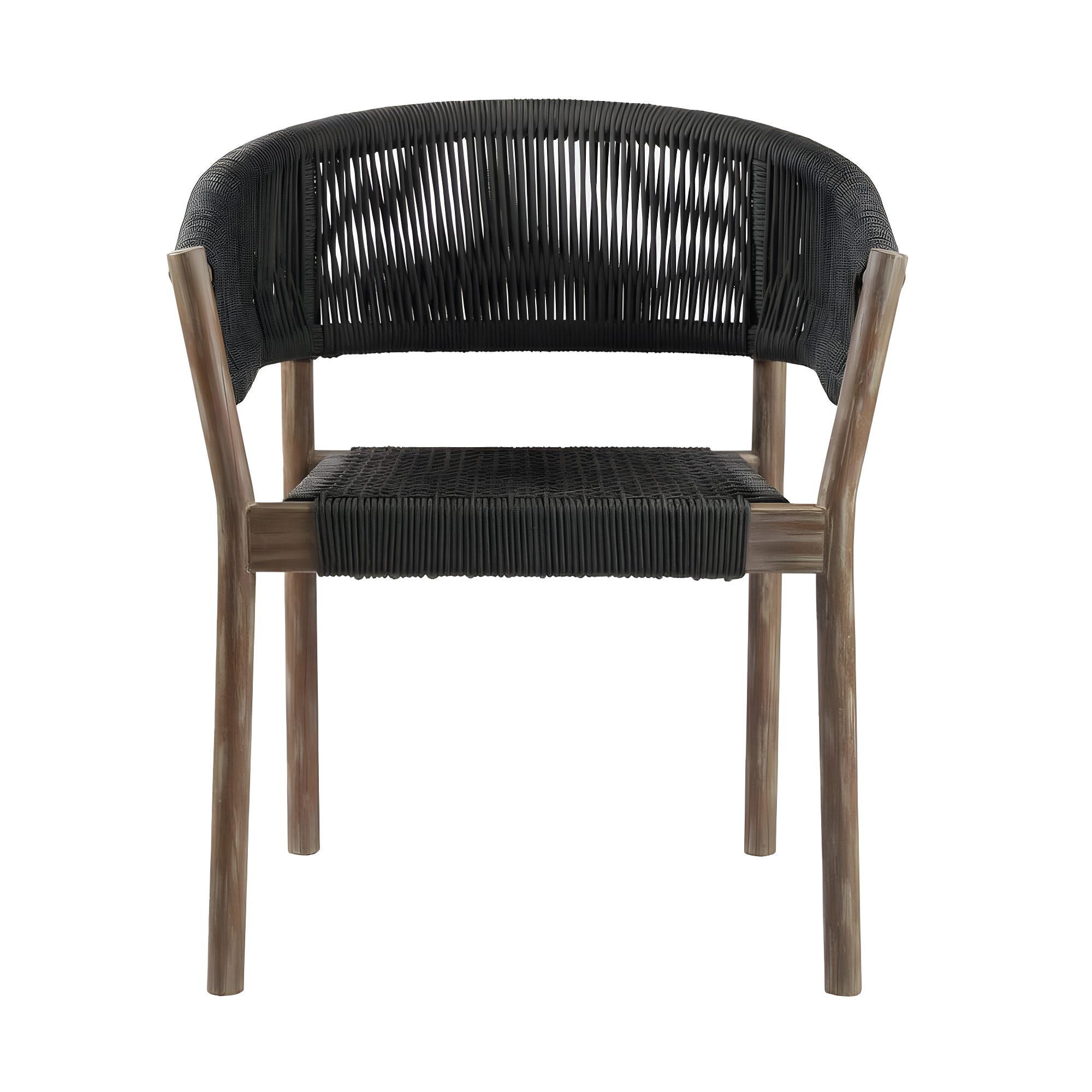 Doris Indoor Outdoor Dining Chair in Light Eucalyptus Wood with Charcoal Rope - Set of 2