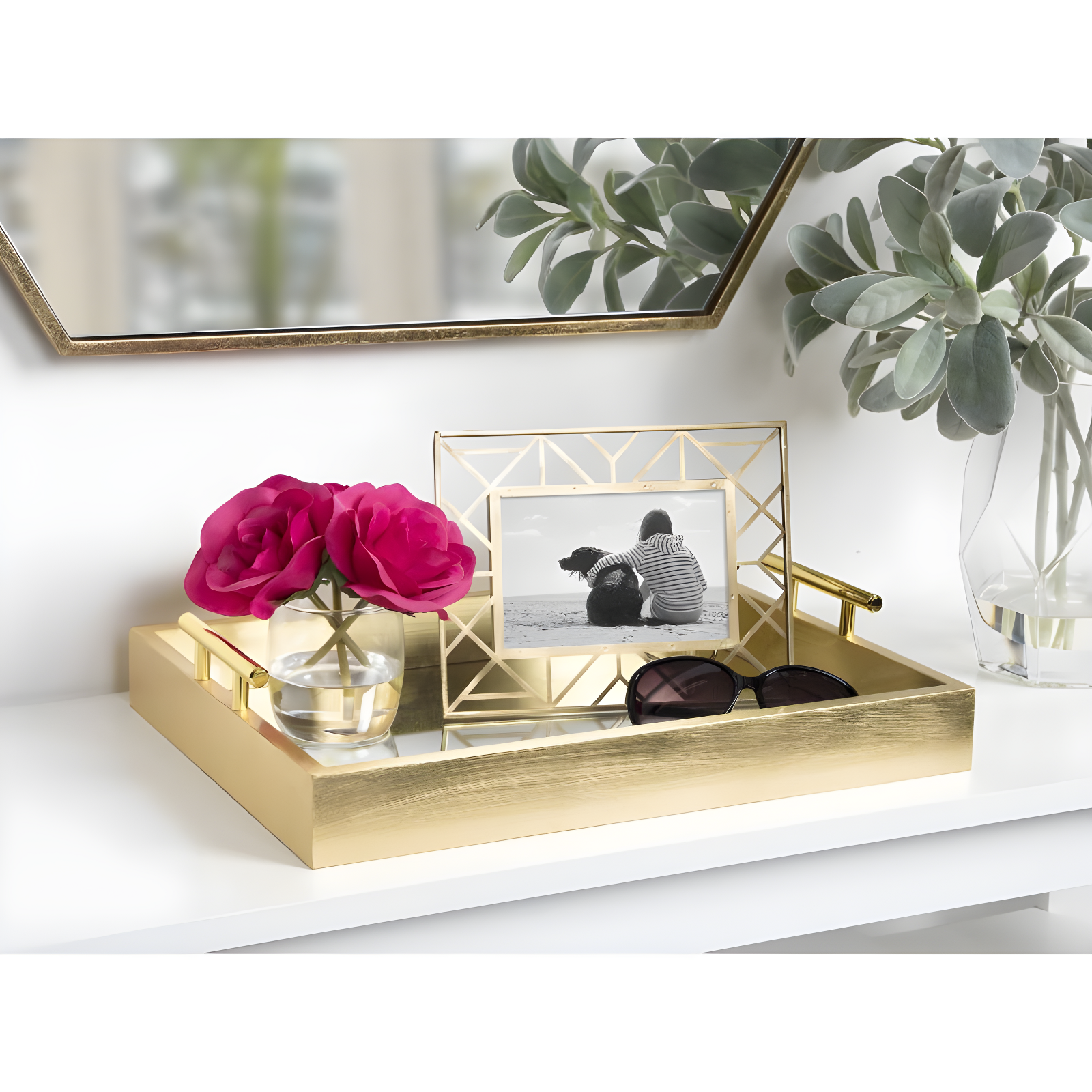 Kate and Laurel Lipton Tray, 16.5x12.25, Gold