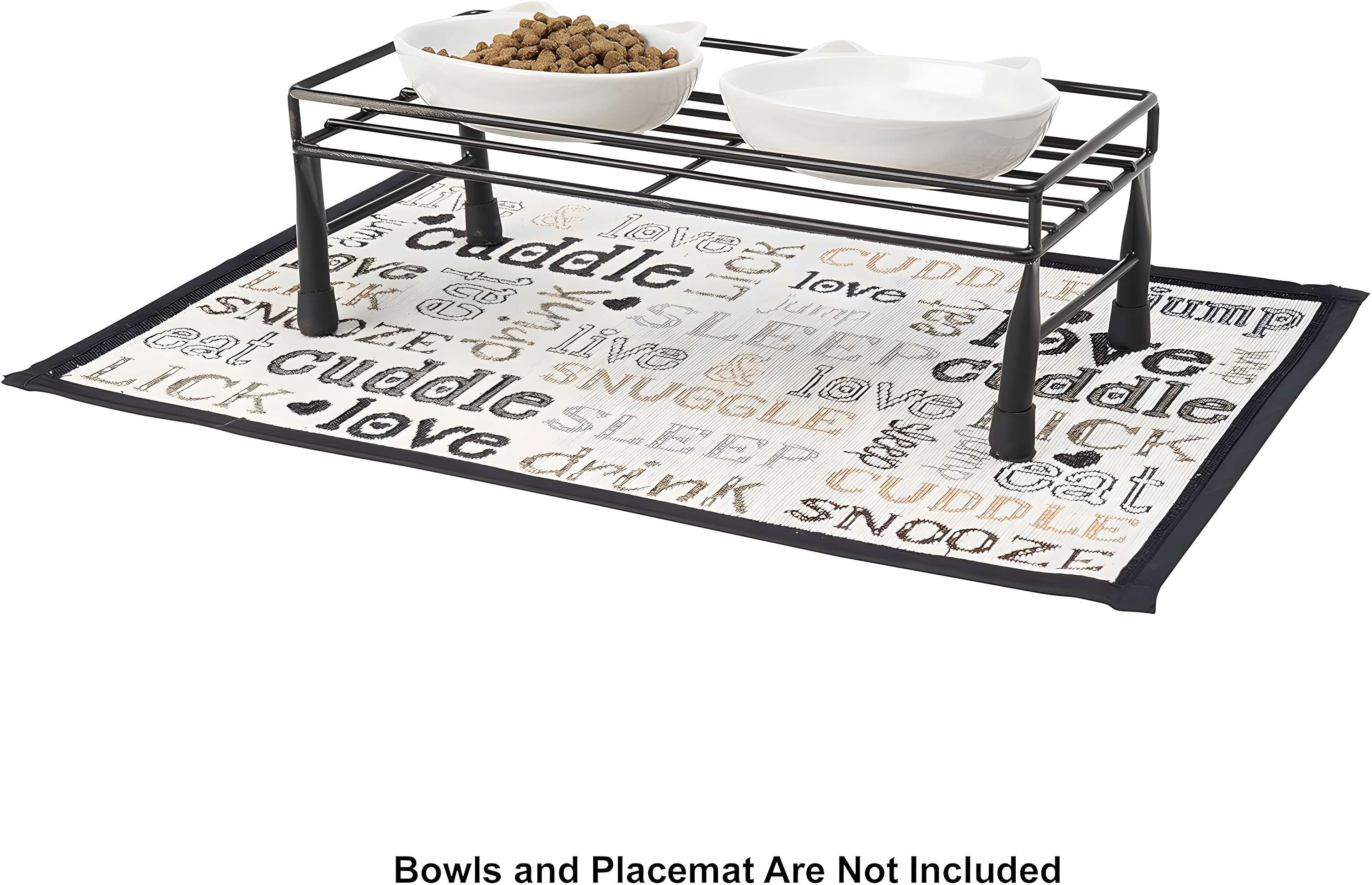 Black Steel Elevated Pet Dining Table for Small Pets