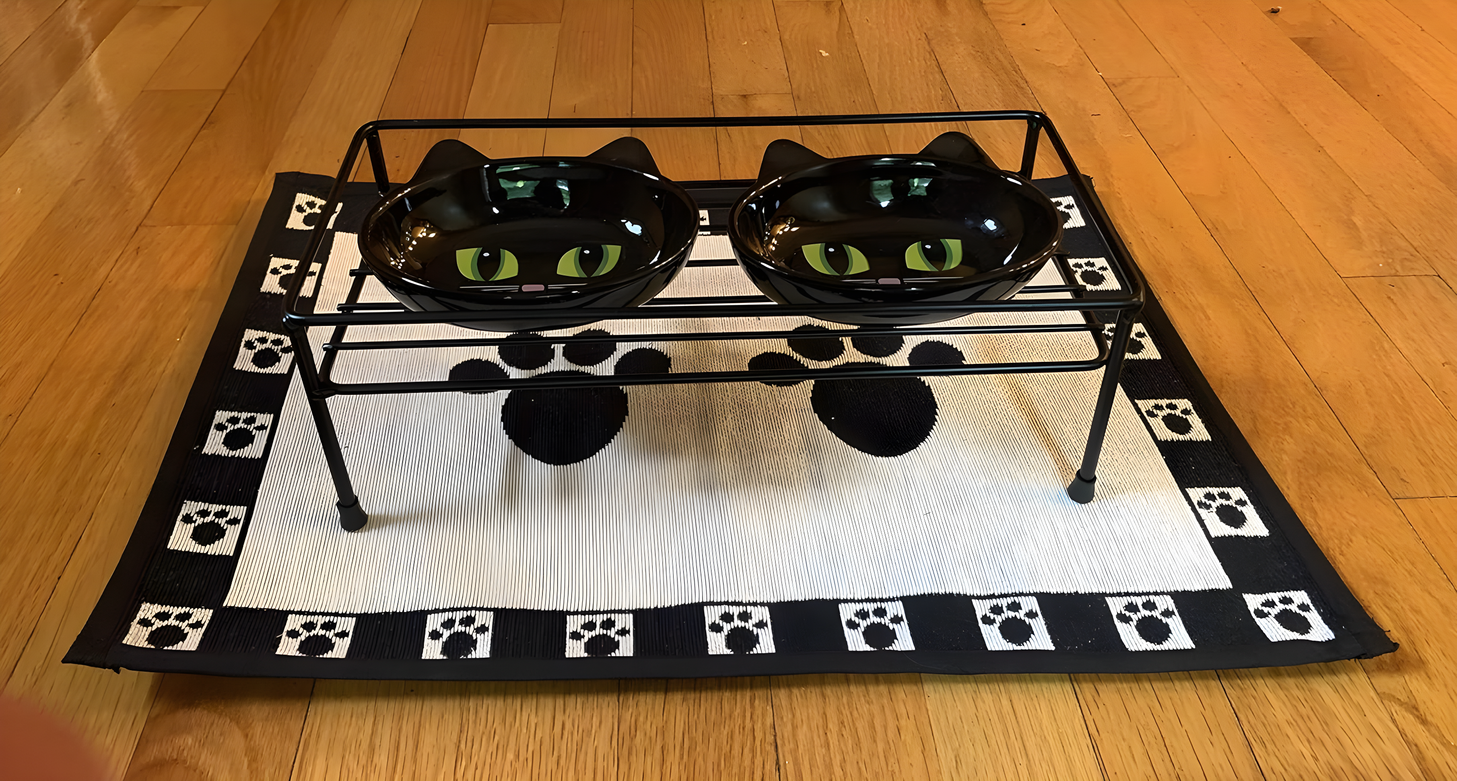 Black Steel Elevated Pet Dining Table for Small Pets