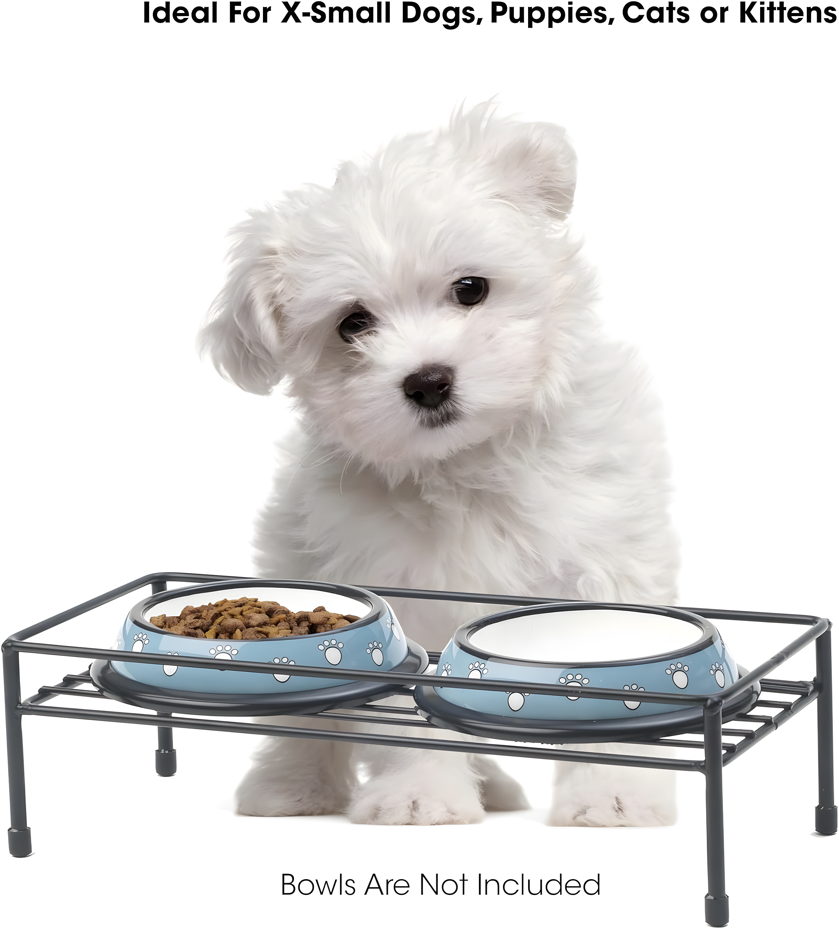 Black Steel Elevated Pet Dining Table for Small Pets