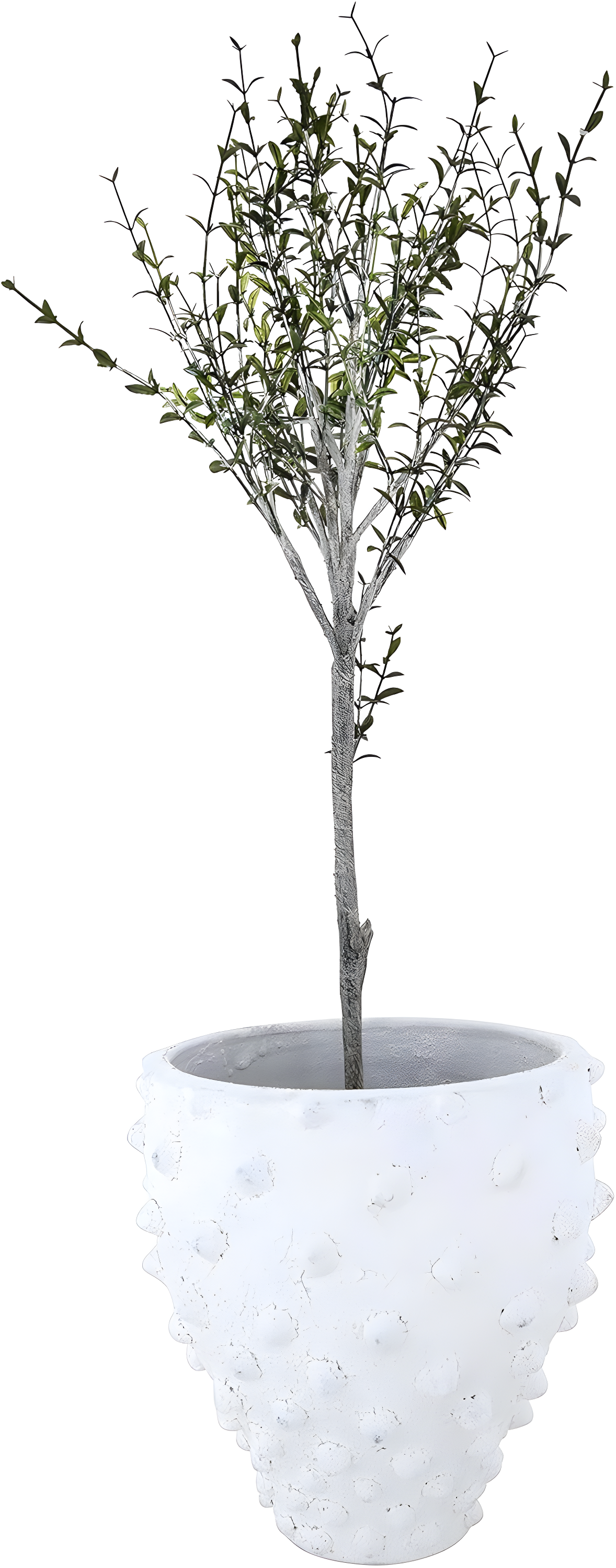 Creative Co-Op Round Terra-cotta Crock with Pointed Polka Dots and Distressed Volcano Glaze, White