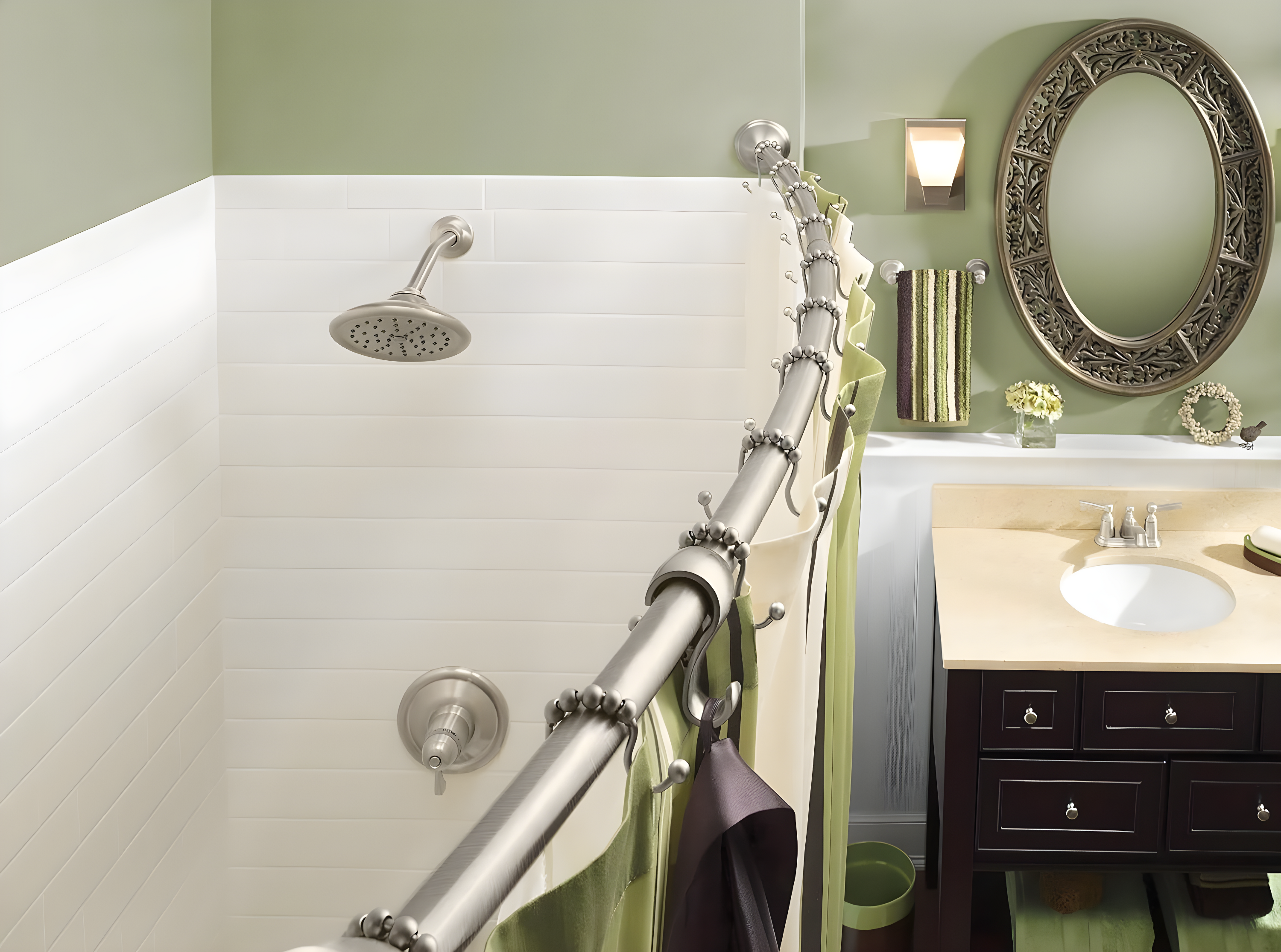 Moen 54-Inch to 72-Inch Adjustable Length Fixed Mount Single Curved Shower Curtain Rod
