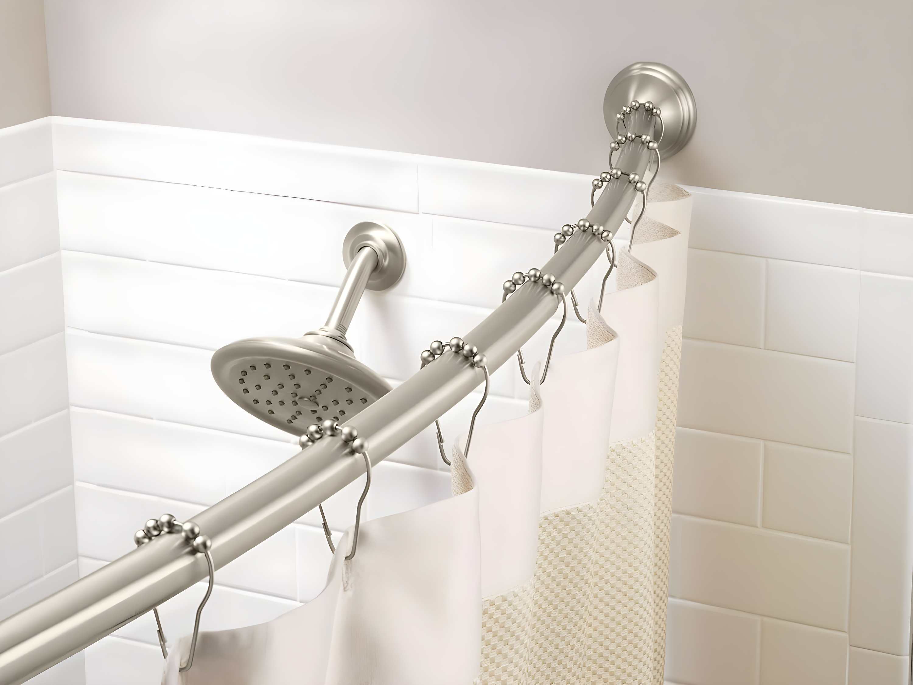Moen 54-Inch to 72-Inch Adjustable Length Fixed Mount Single Curved Shower Curtain Rod