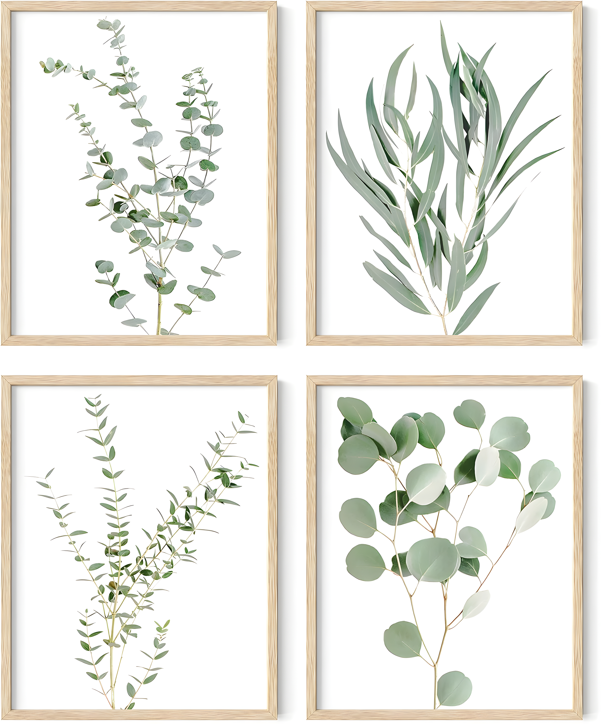 IDEA4WALL Minimal Botanical " IDEA4WALL Framed Pastel Green Forest Leaf Variety Wall Art, Set Of 4 Nature Wilderness Wall Decor Prints, Botanical Floral Wall Decor For Living Room, Bedroom " 4 - Pieces