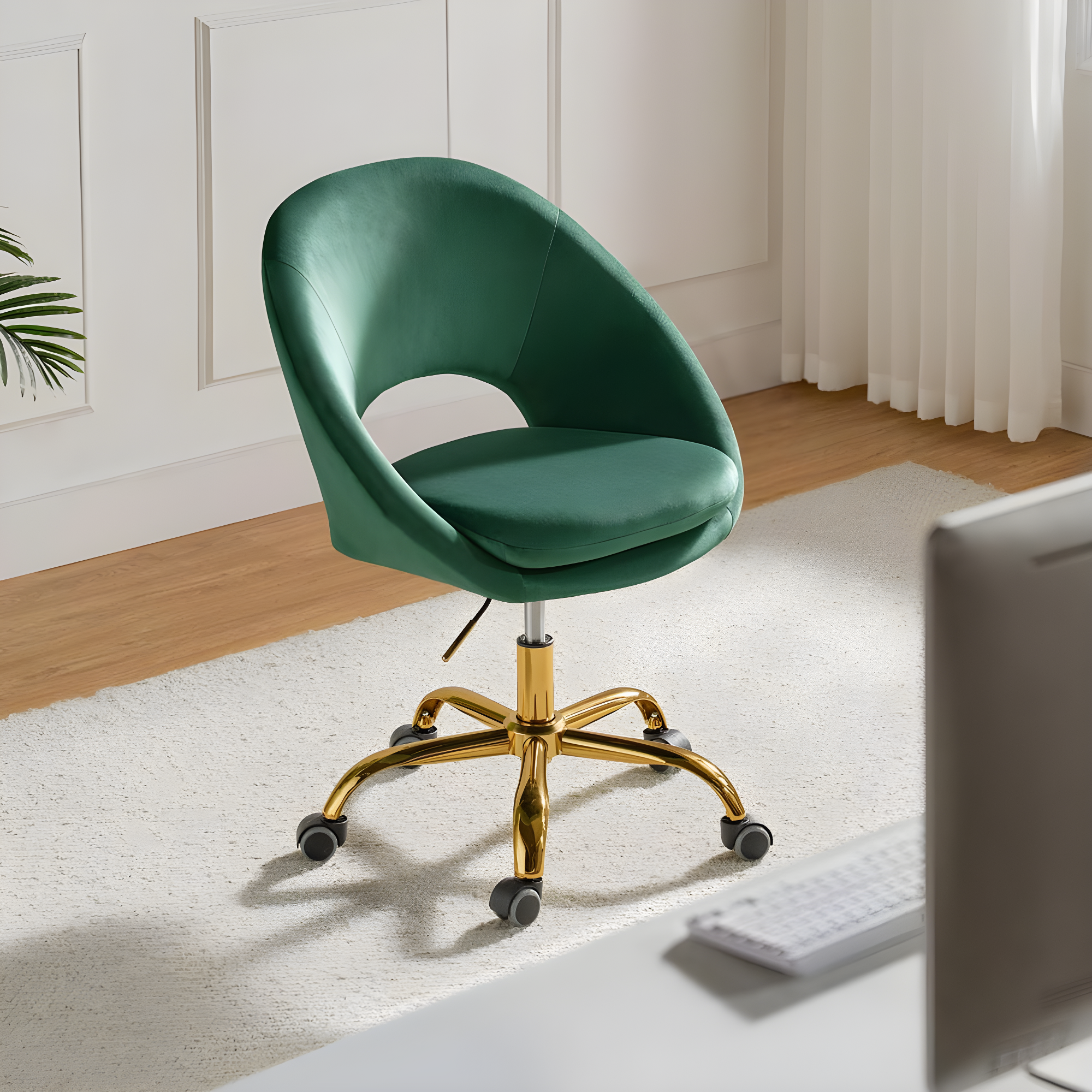 Louise Velvet Modern Task Chair with Ergonomic Design