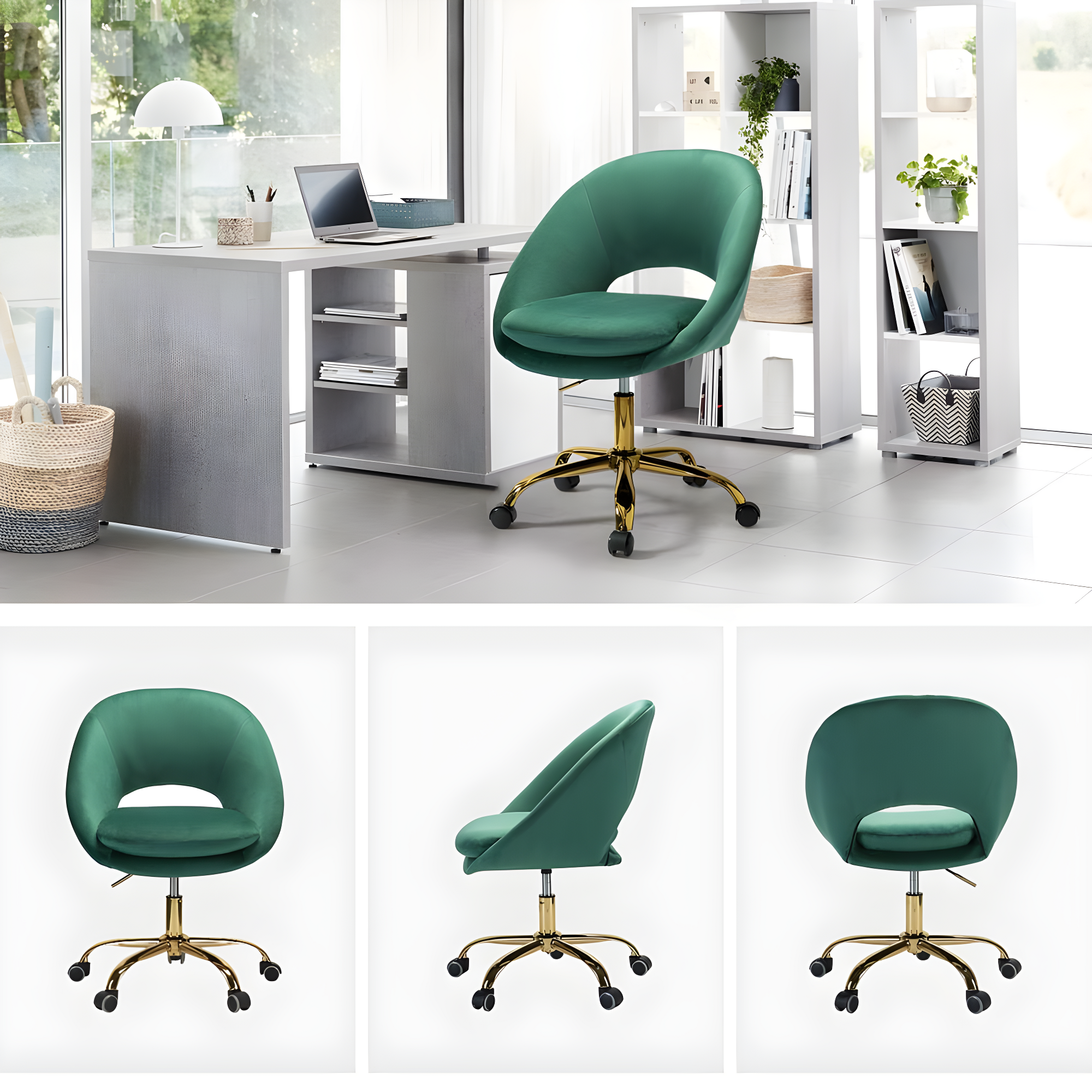 Louise Velvet Modern Task Chair with Ergonomic Design