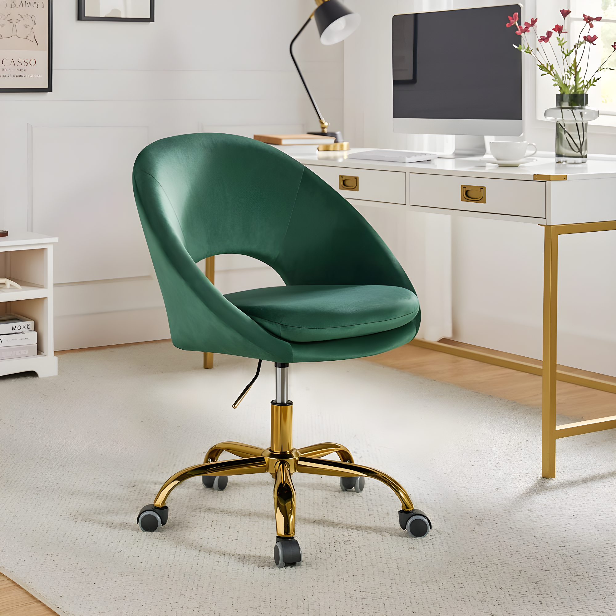 Louise Velvet Modern Task Chair with Ergonomic Design
