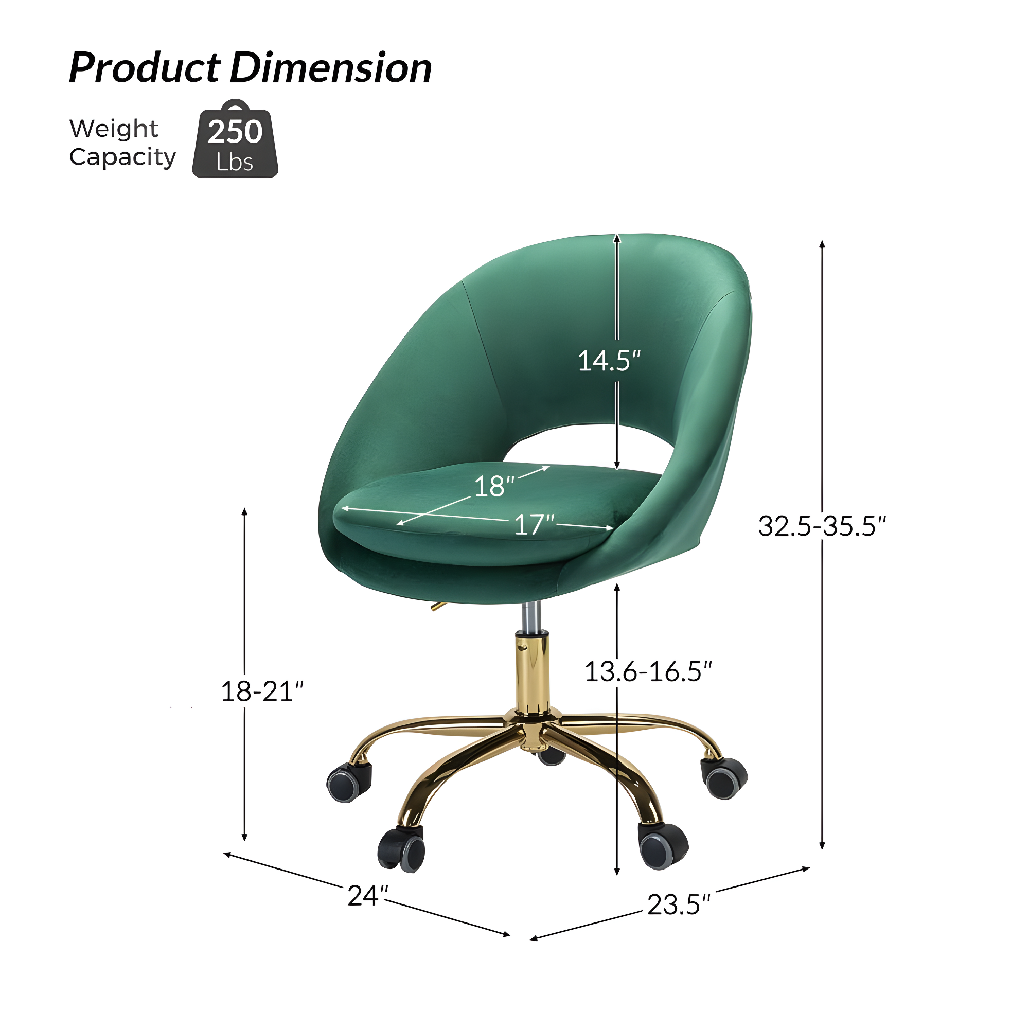 Louise Velvet Modern Task Chair with Ergonomic Design