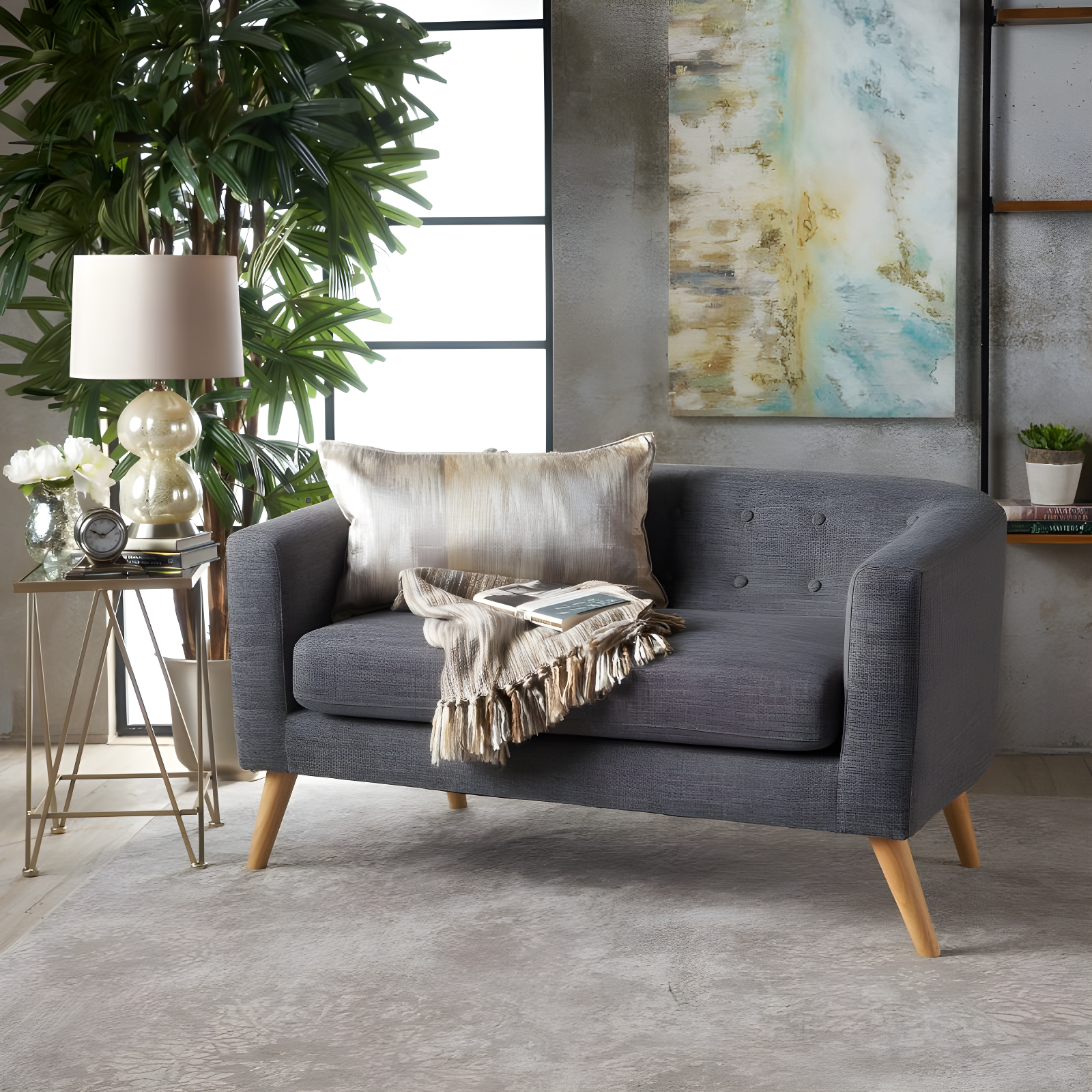 Bridie Mid-Century Loveseat Gray - Christopher Knight Home