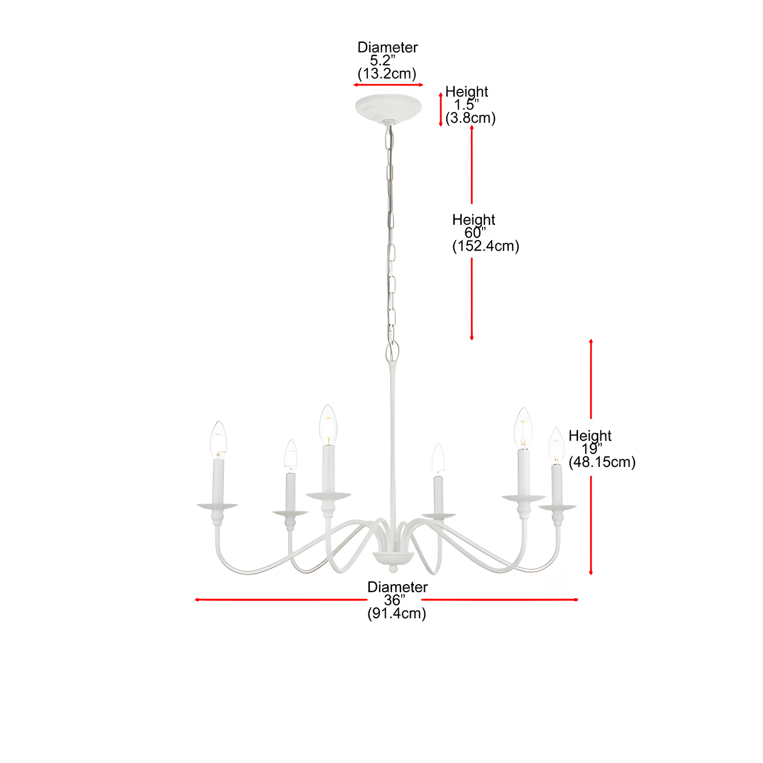 Ableton 6 Light Metal Dimmable Chandelier