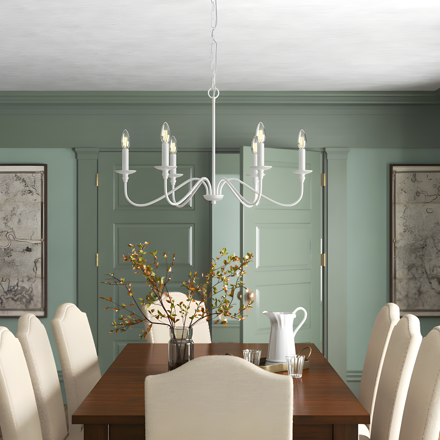 Ableton 6 Light Metal Dimmable Chandelier