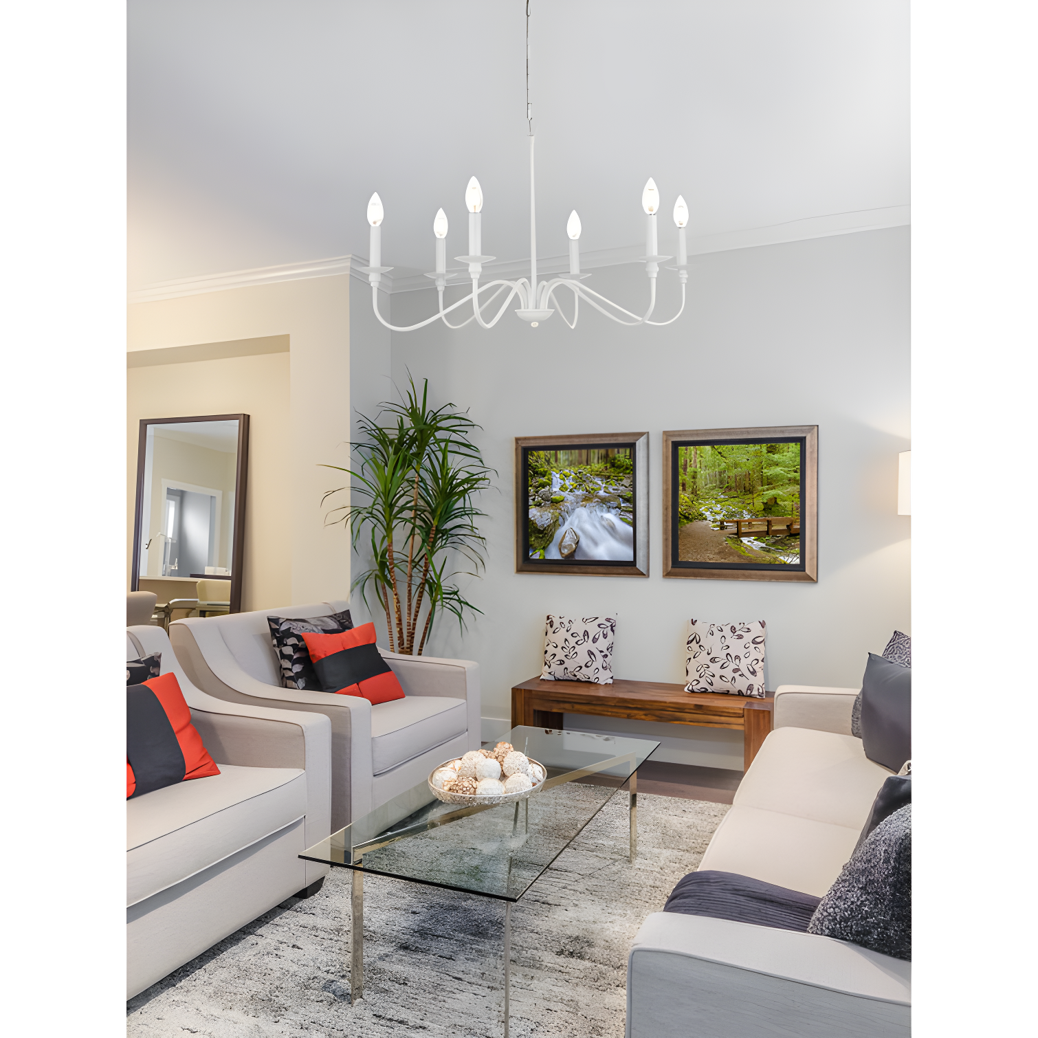 Ableton 6 Light Metal Dimmable Chandelier